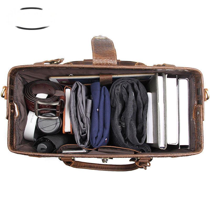 Genuine Leather Travel Bag, Large CapacityCrazy Horse Leather With PatternHandheld