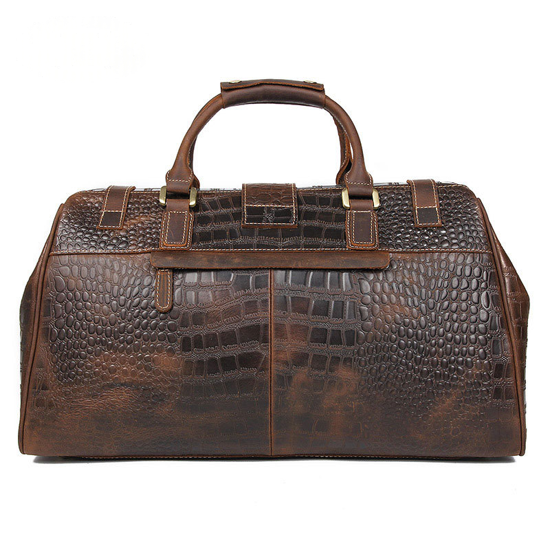 Genuine Leather Travel Bag, Large CapacityCrazy Horse Leather With PatternHandheld
