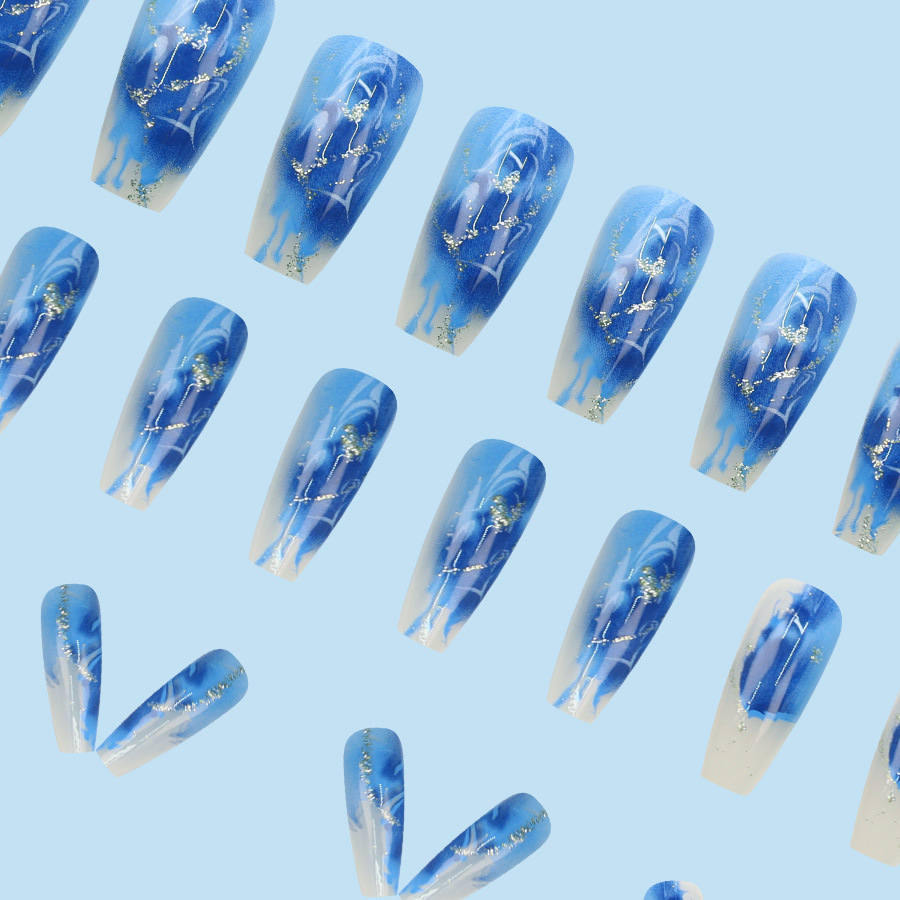 Gold Grain Water Pipe Nail Nail Patch Finished Product 24 Pieces Wear Nail