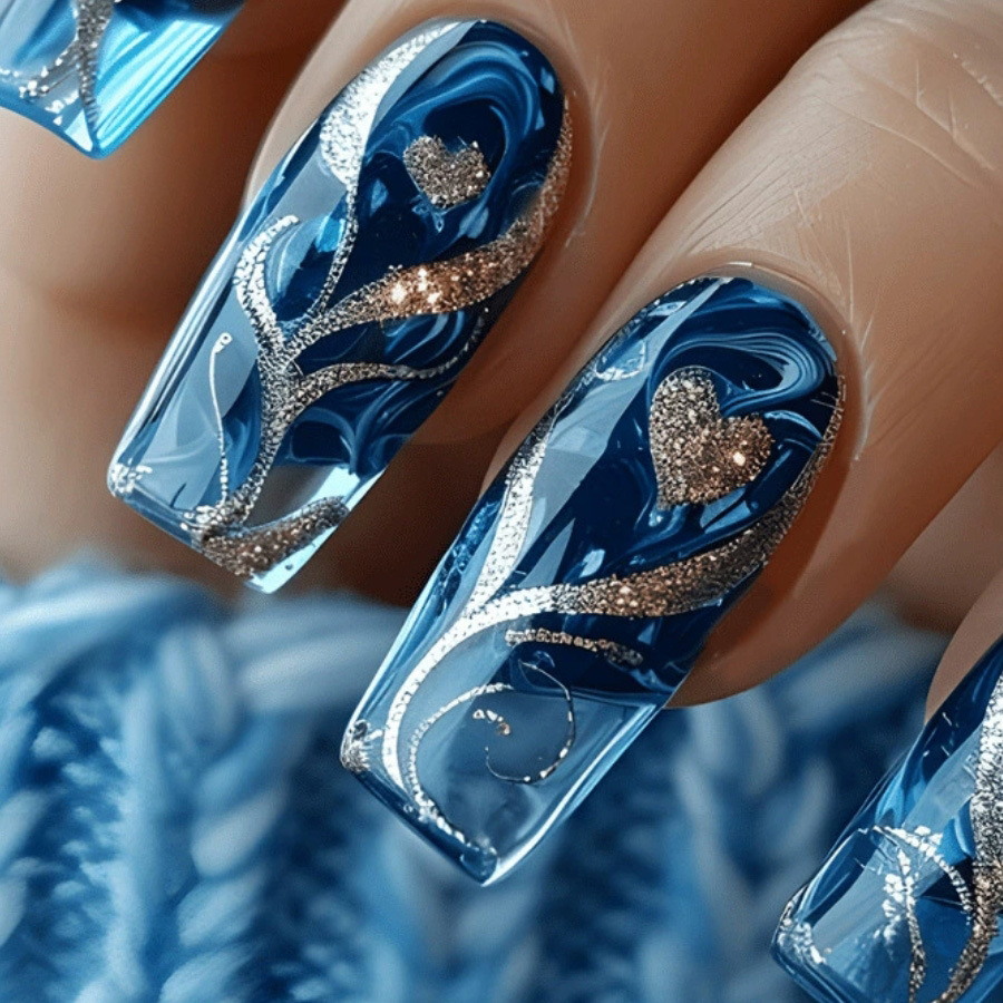 Gold Grain Water Pipe Nail Nail Patch Finished Product 24 Pieces Wear Nail