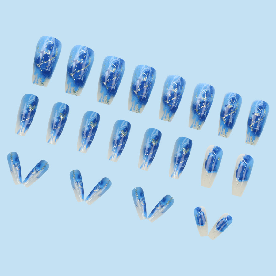 Gold Grain Water Pipe Nail Nail Patch Finished Product 24 Pieces Wear Nail