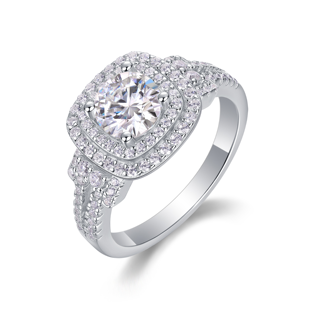 Golden Sunset - A Wedding Ring Set With 1-carat Top-quality Moissanite Silver And