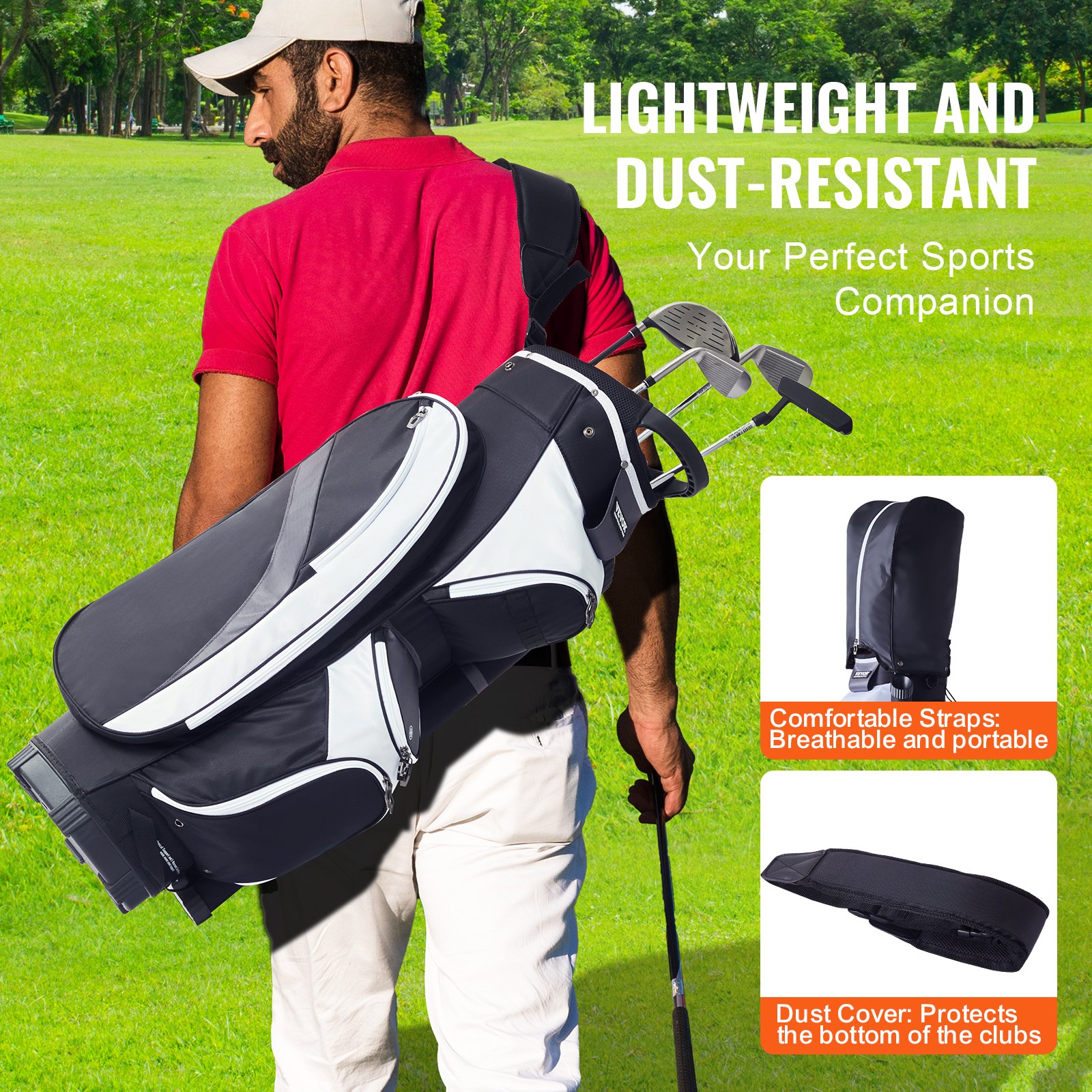Golf Cart Bag With 14 Way Organizer Divider Top, 36” Multiple Pockets Premium Nylon Cart