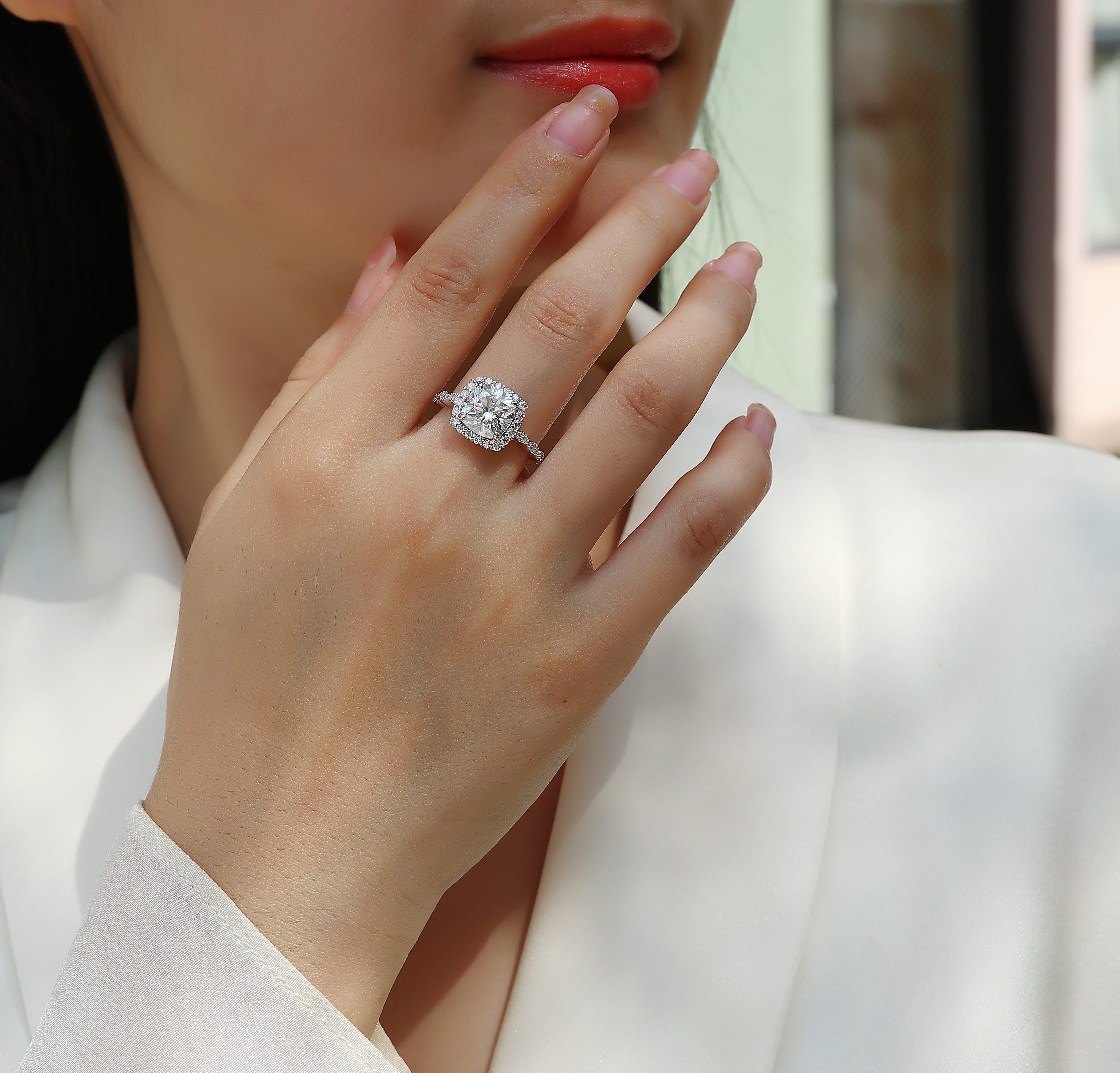 Gorgeous Square Diamond - Set With Top-quality Square Moissanite, Silver And