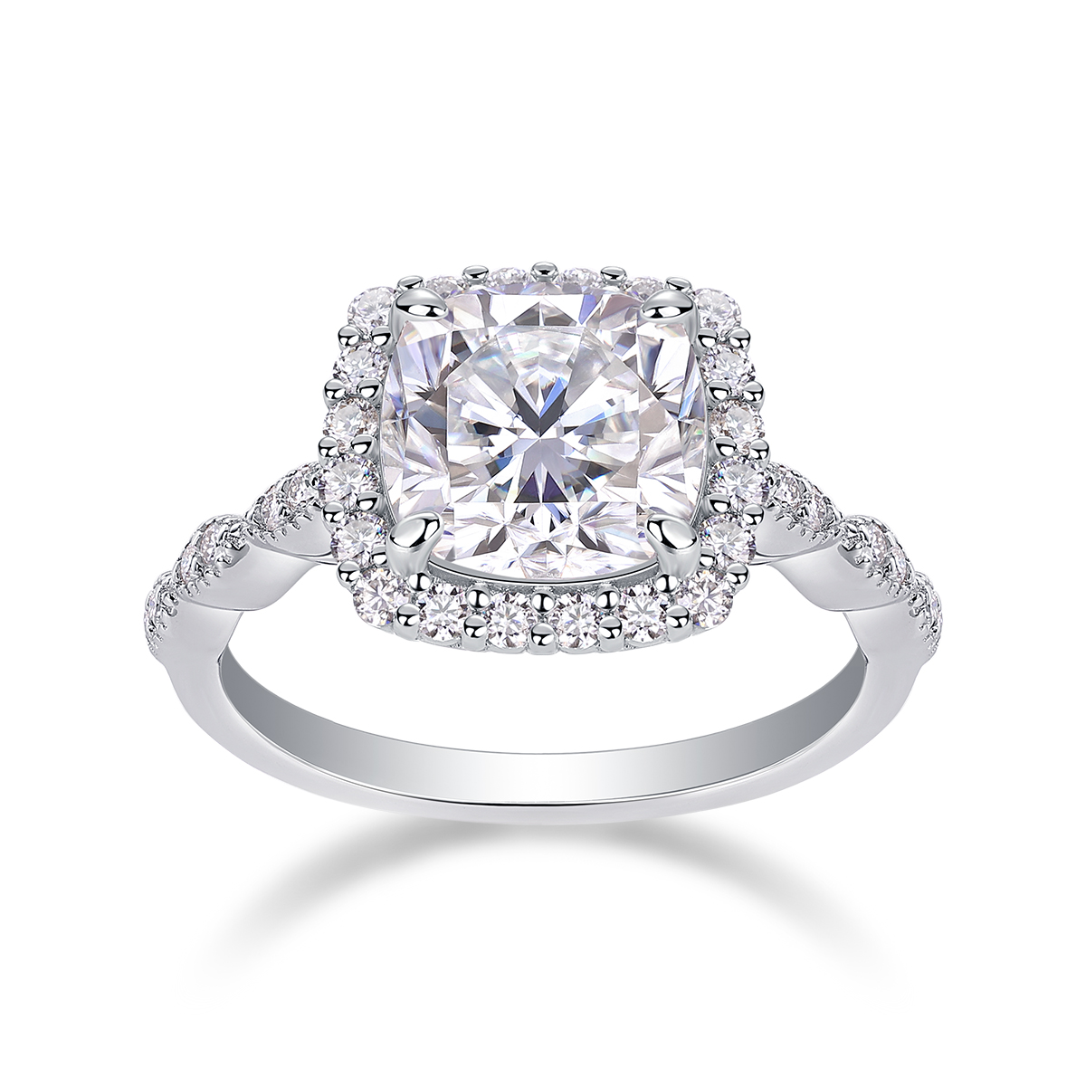 Gorgeous Square Diamond - Set With Top-quality Square Moissanite, Silver And
