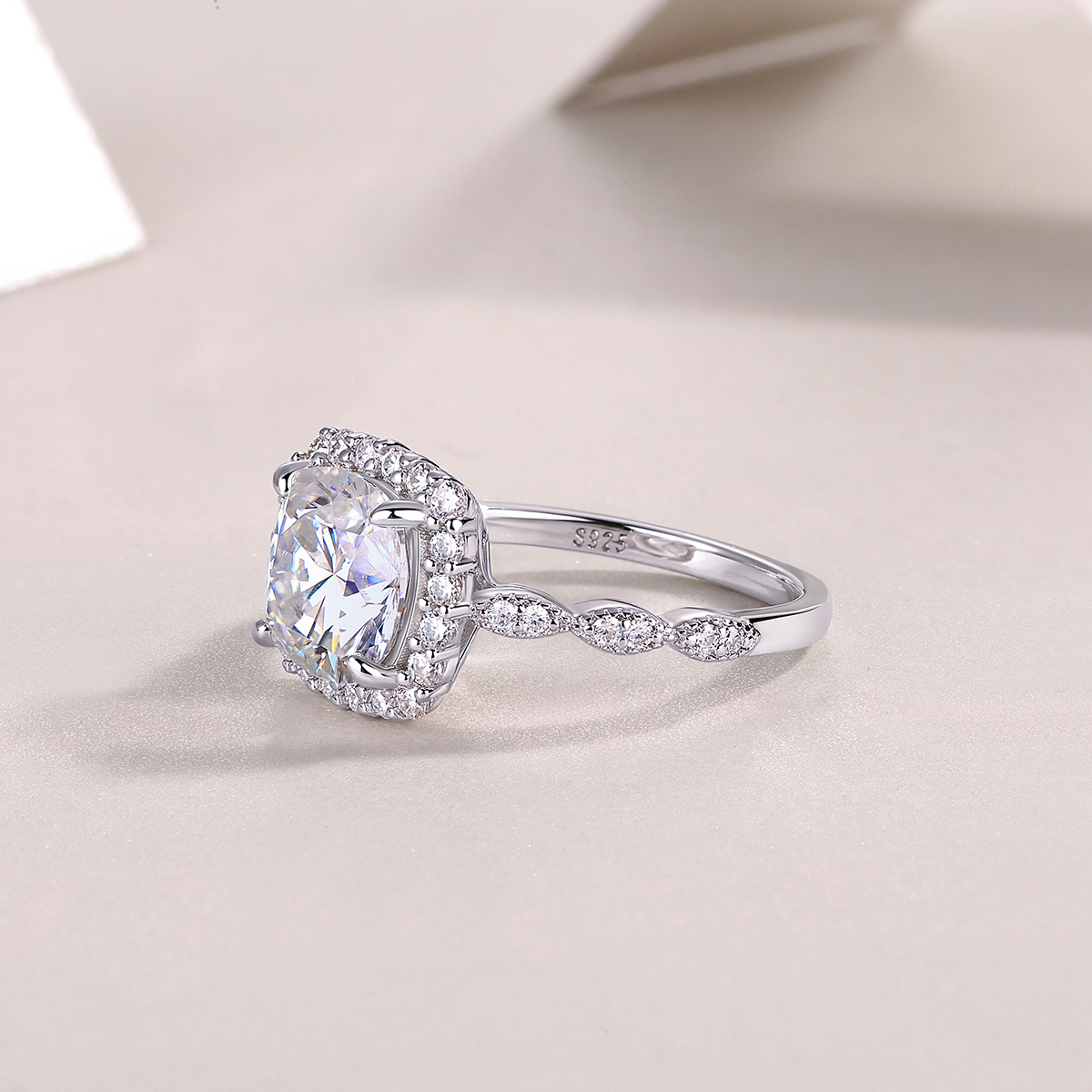 Gorgeous Square Diamond - Set With Top-quality Square Moissanite, Silver And