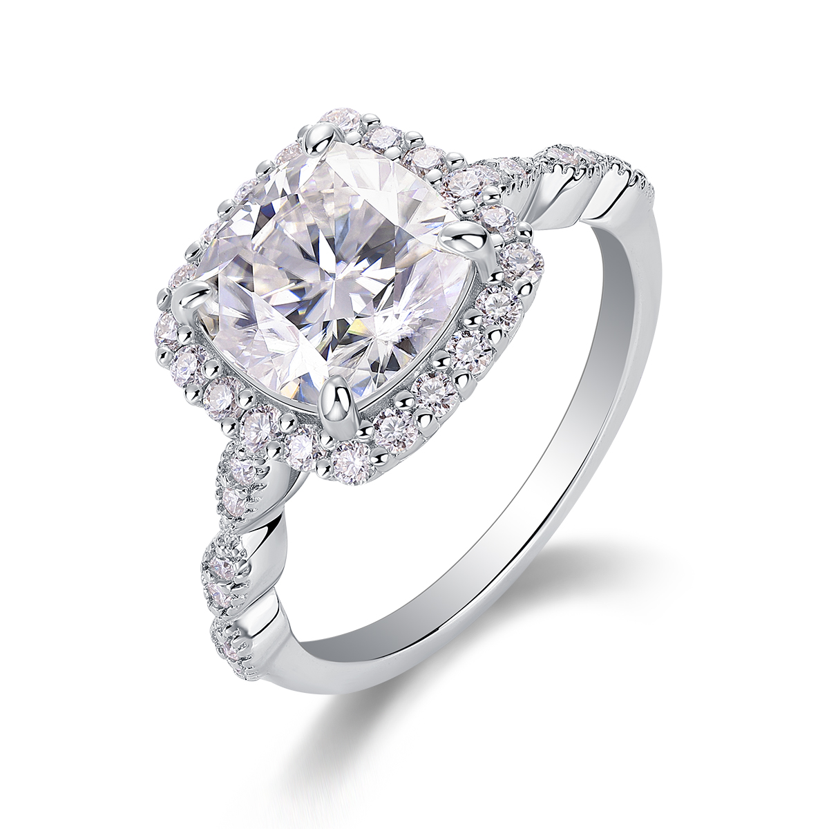 Gorgeous Square Diamond - Set With Top-quality Square Moissanite, Silver And