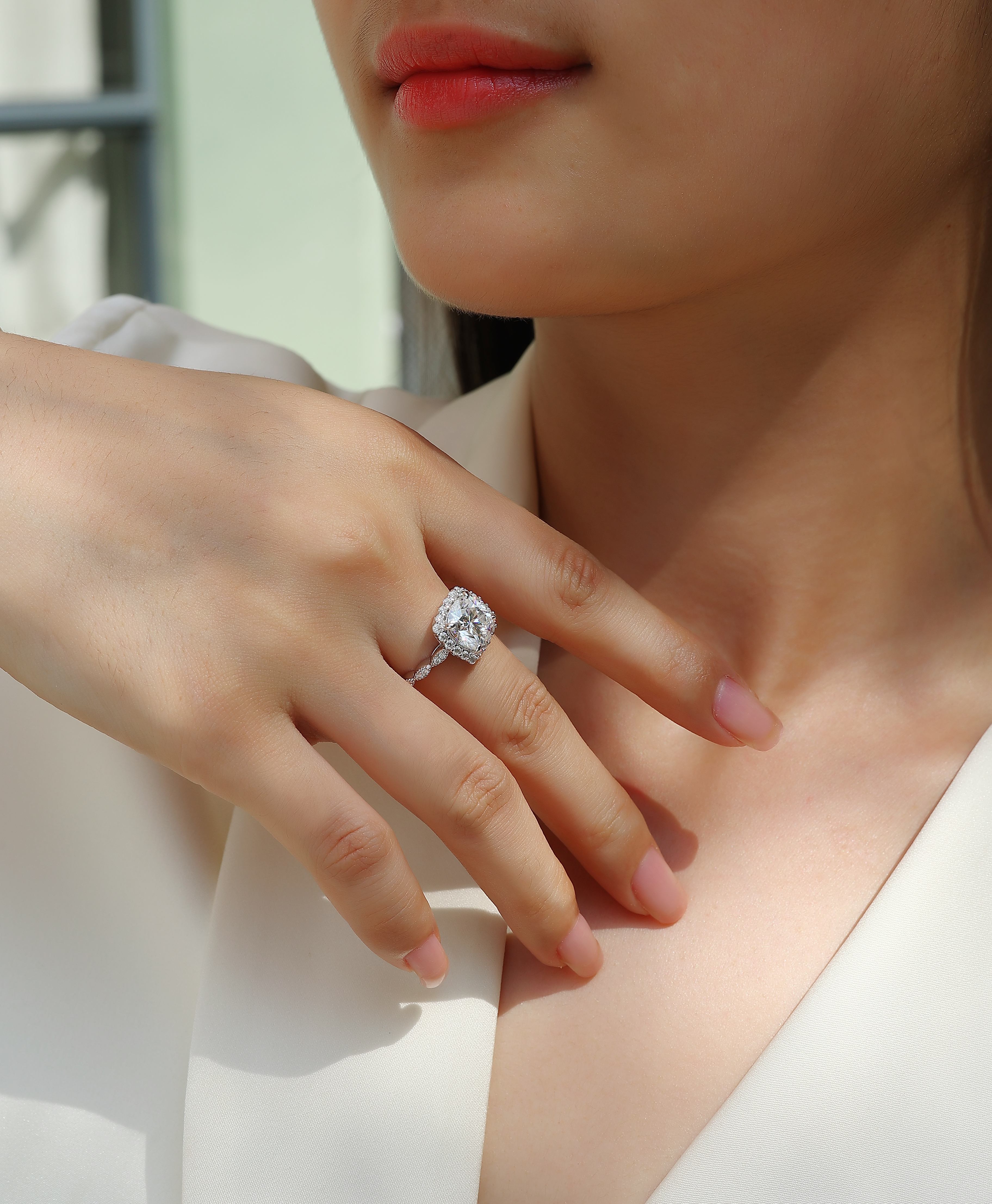 Gorgeous Square Diamond - Set With Top-quality Square Moissanite, Silver And