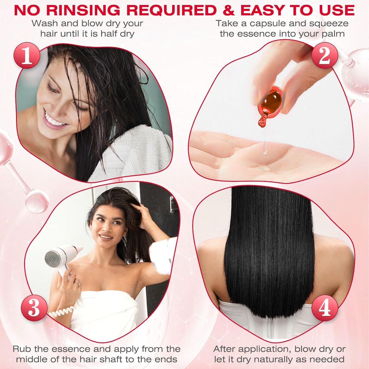 Hair Treatment Serum 40 Hair Care Capsules - No Rinse - With Argan Macadamia & Avocado
