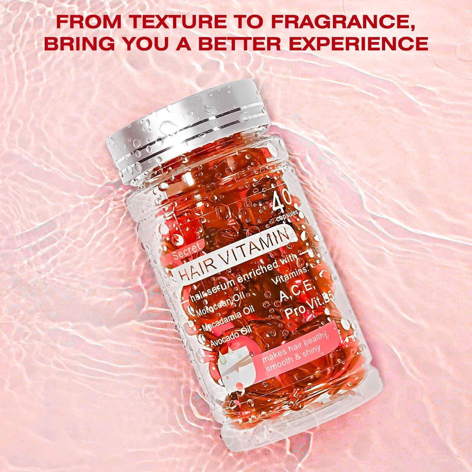 Hair Treatment Serum 40 Hair Care Capsules - No Rinse - With Argan Macadamia & Avocado