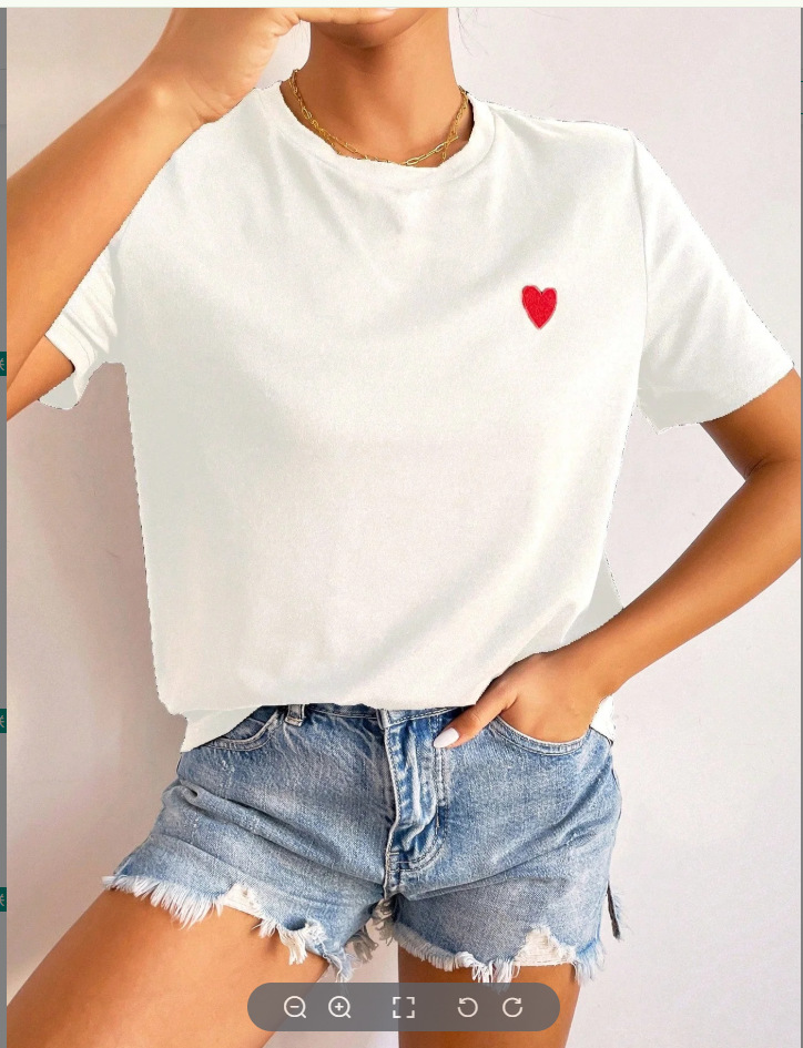 Heart-print Street-style Cotton Crew-neck With Regular Sleeves