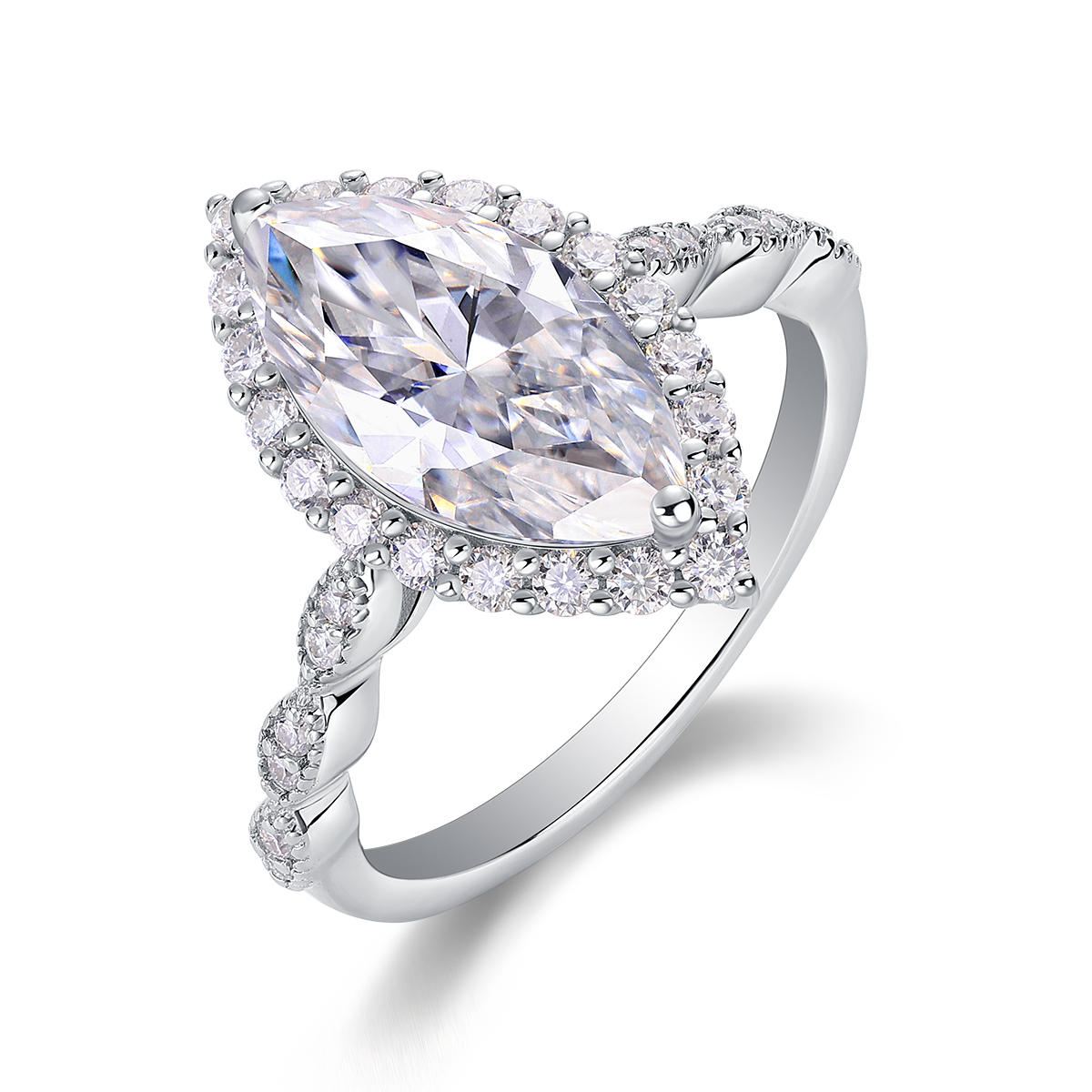 Heartbeat Mirror - A Wedding Ring Set With Top-quality Moissanite In Silver And
