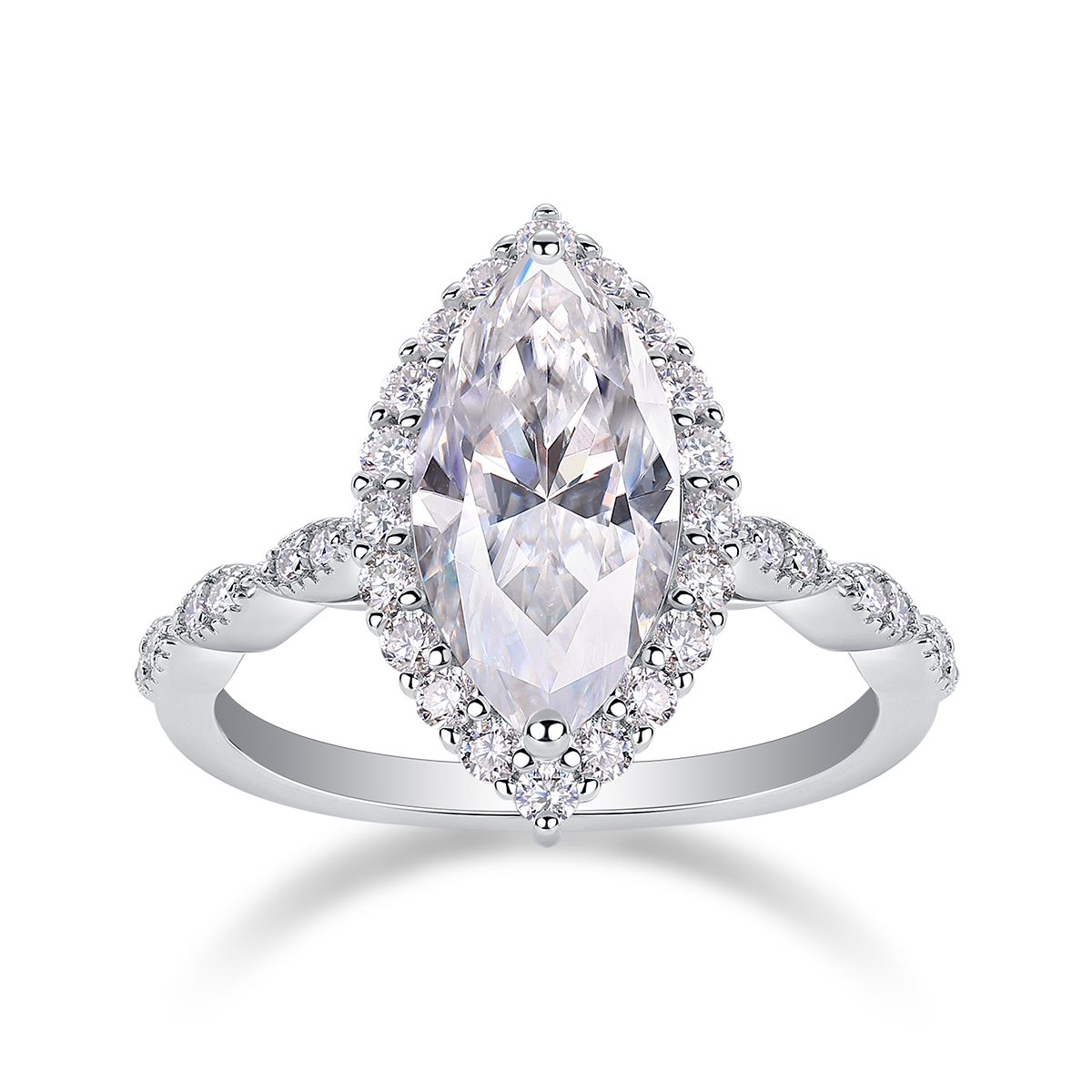 Heartbeat Mirror - A Wedding Ring Set With Top-quality Moissanite In Silver And