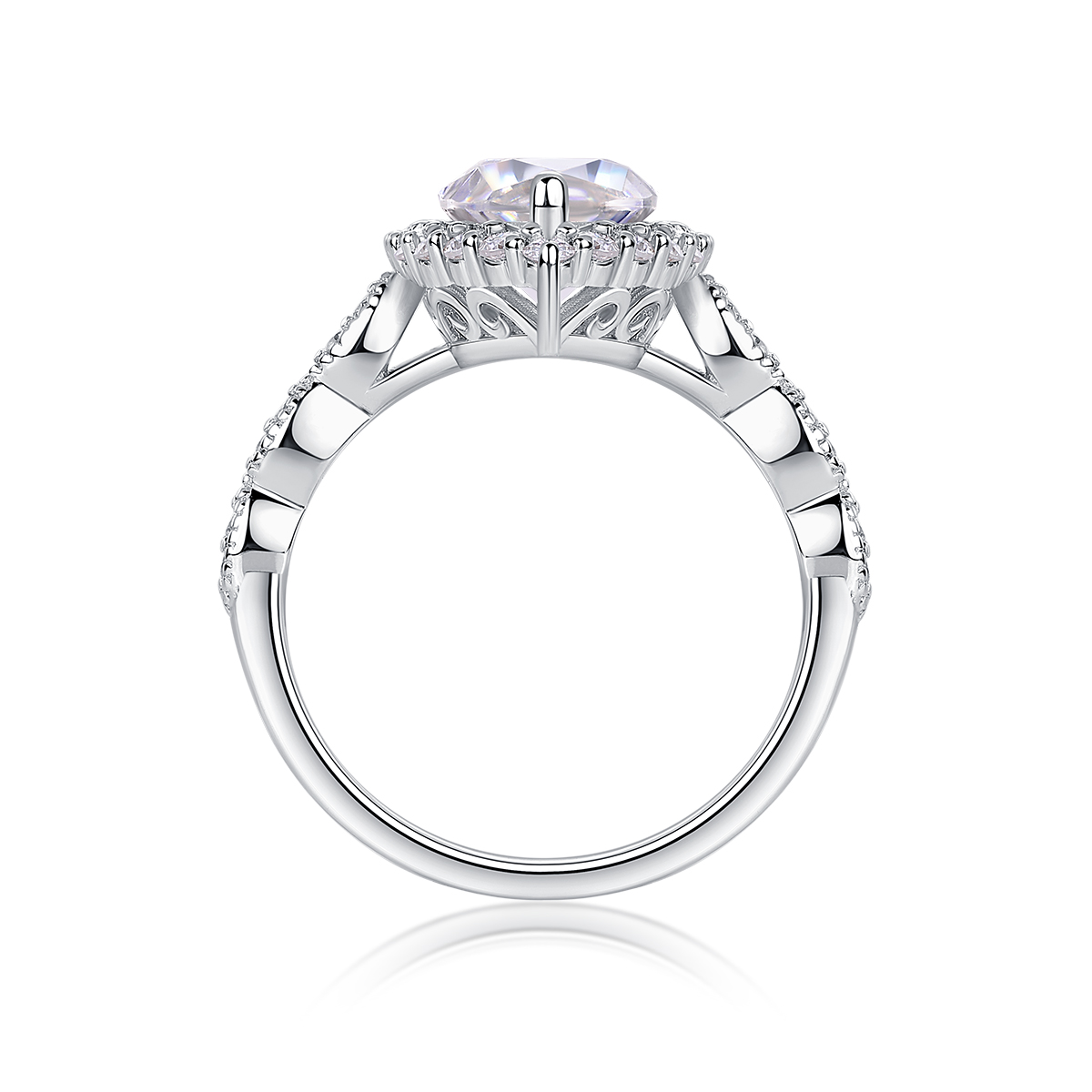 Heartbeat Mirror - A Wedding Ring Set With Top-quality Moissanite In Silver And