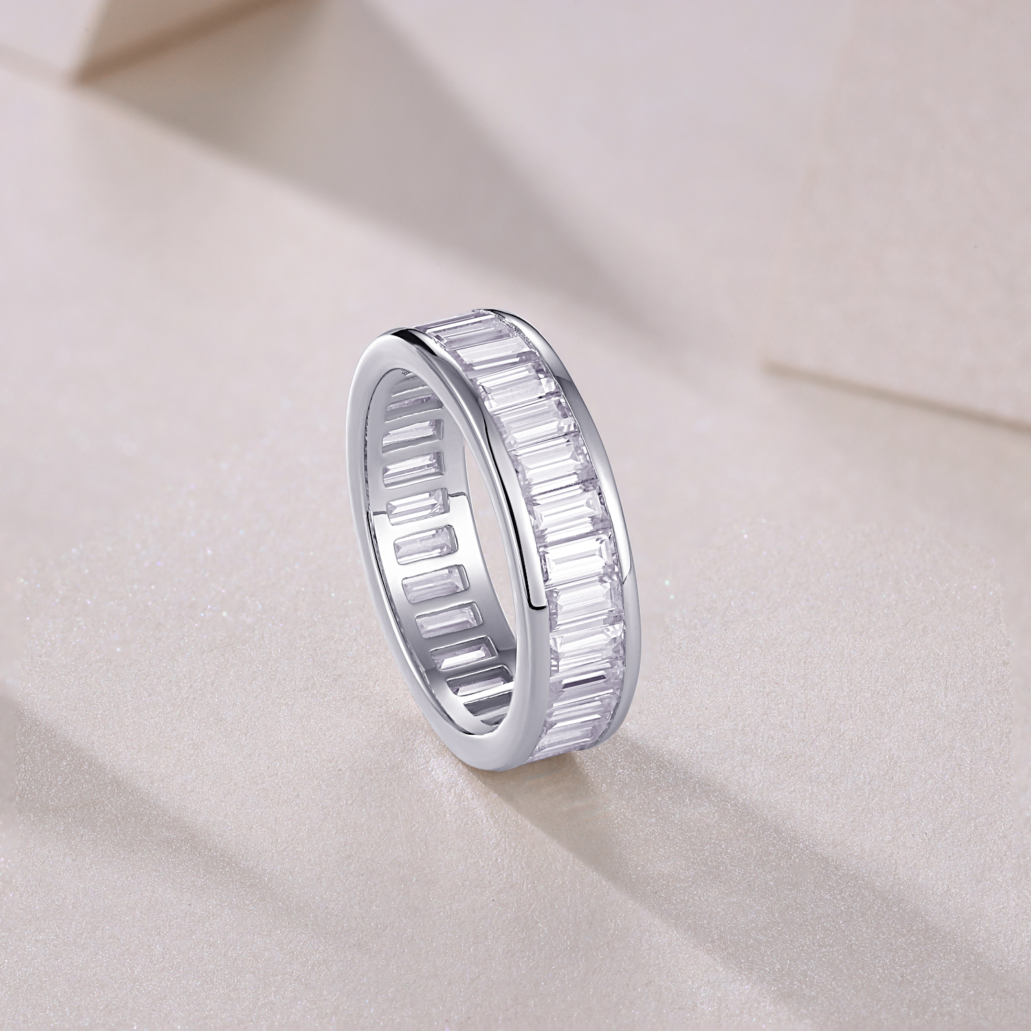Heartbeat Notes - A Wedding Ring Set With Top-quality Square Moissanite Silver And