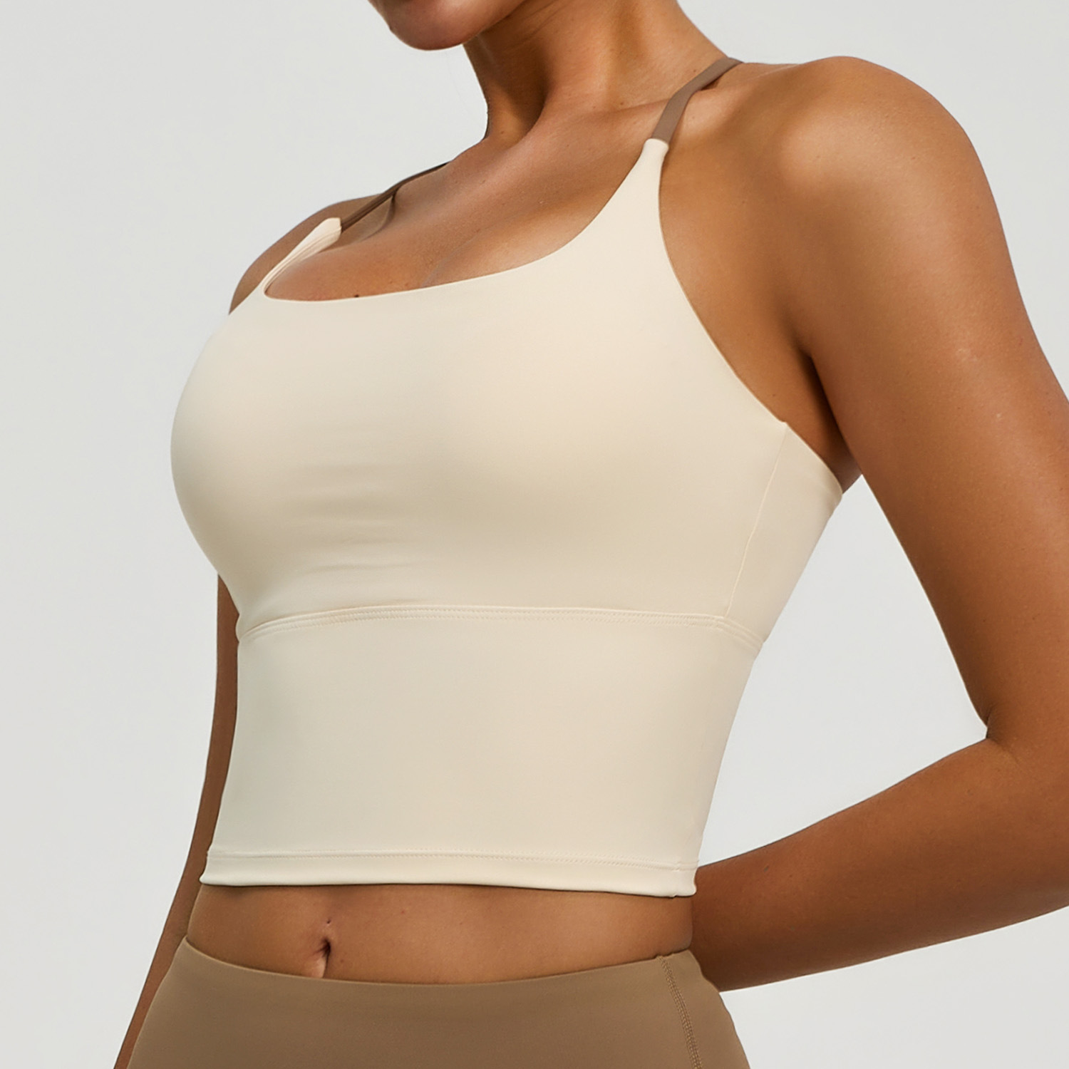 Hochstützende Slim-Fit-Träger-Sportweste mit fester Polsterung, stoßfester Fitness-BH für