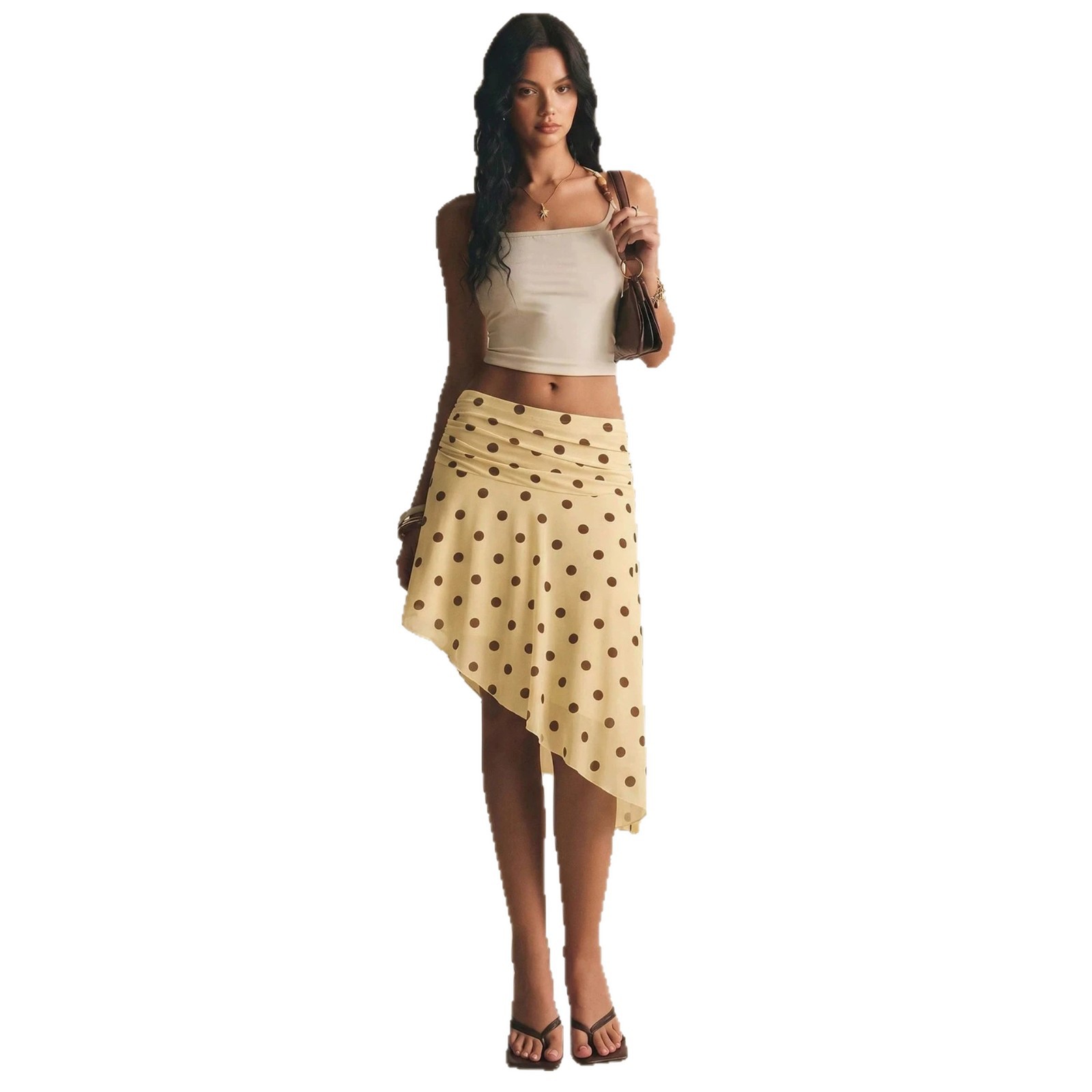 High-waisted Double-layer Pleated Breathable Mesh Printed Skirt