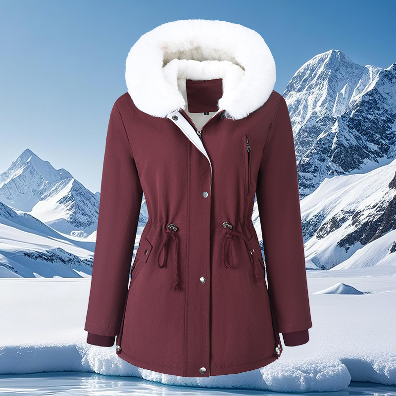 Hooded Fur-collar Thickened Warm Coat