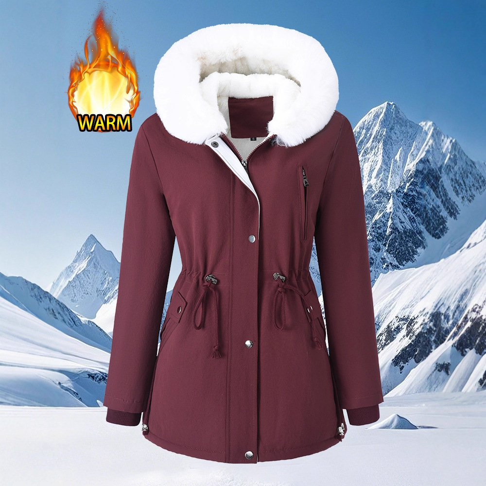 Hooded Fur-collar Thickened Warm Coat
