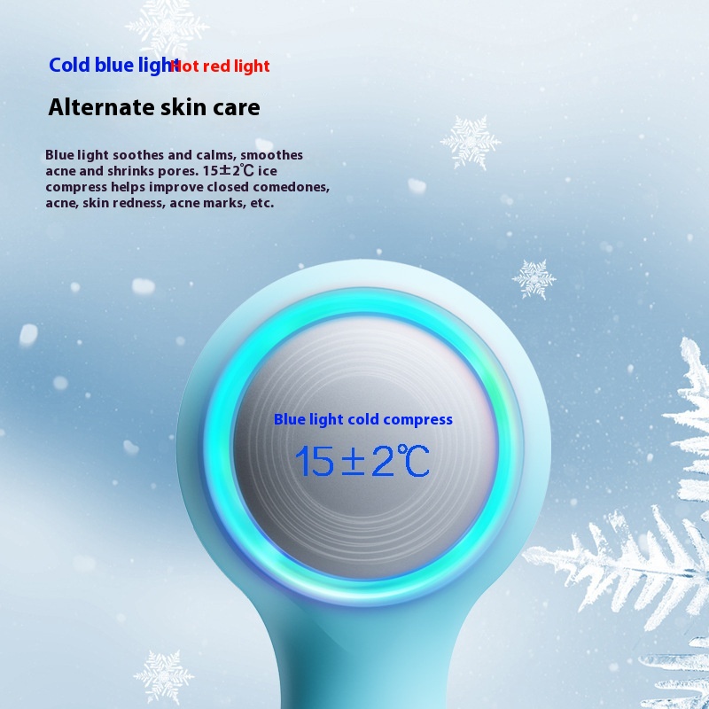 Household Red Blue Light Cold And Hot Compress Electric Facial Cleaner