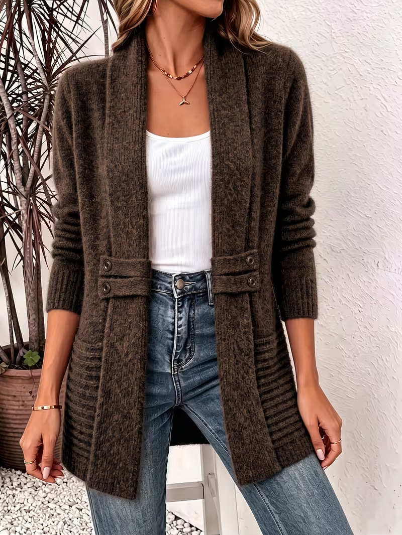 Independent Site Amazon Women's Casual Double-Breasted Decorative Belt Cardigan, Lazy