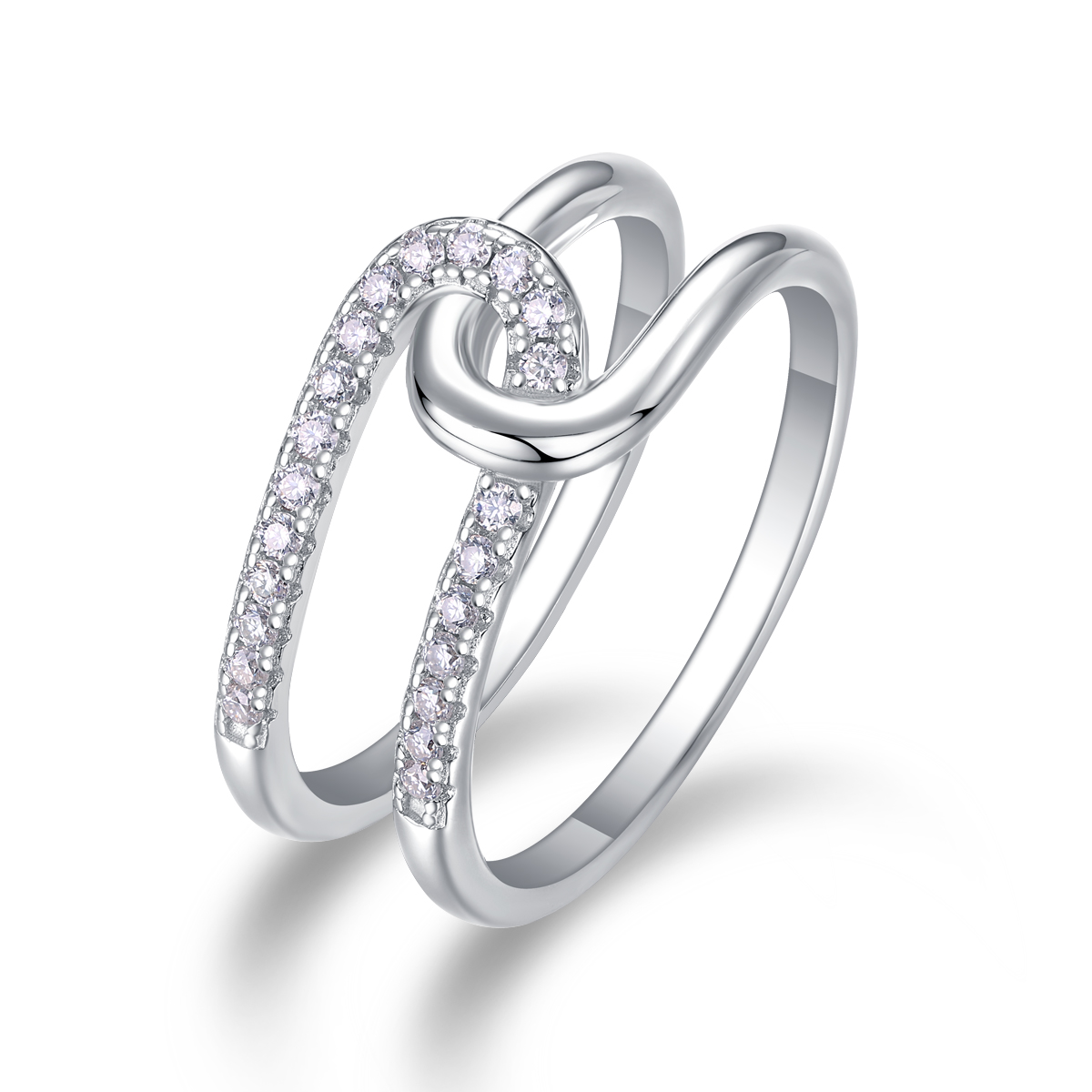 Interlocking - A Wedding Ring Set With Top-quality Moissanite Silver And Platinum-plated