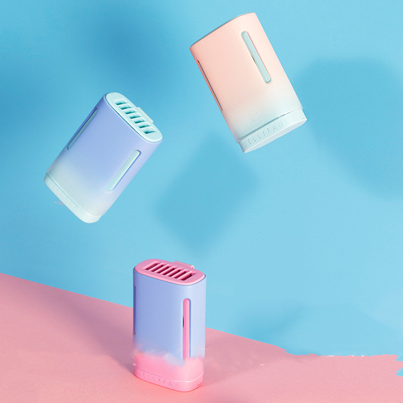 Jelly-Hängehals-Ventilator, USB-Mini-Ventilator, tragbar, handgehalten, hängender Hals-Kleiner Ventilator
