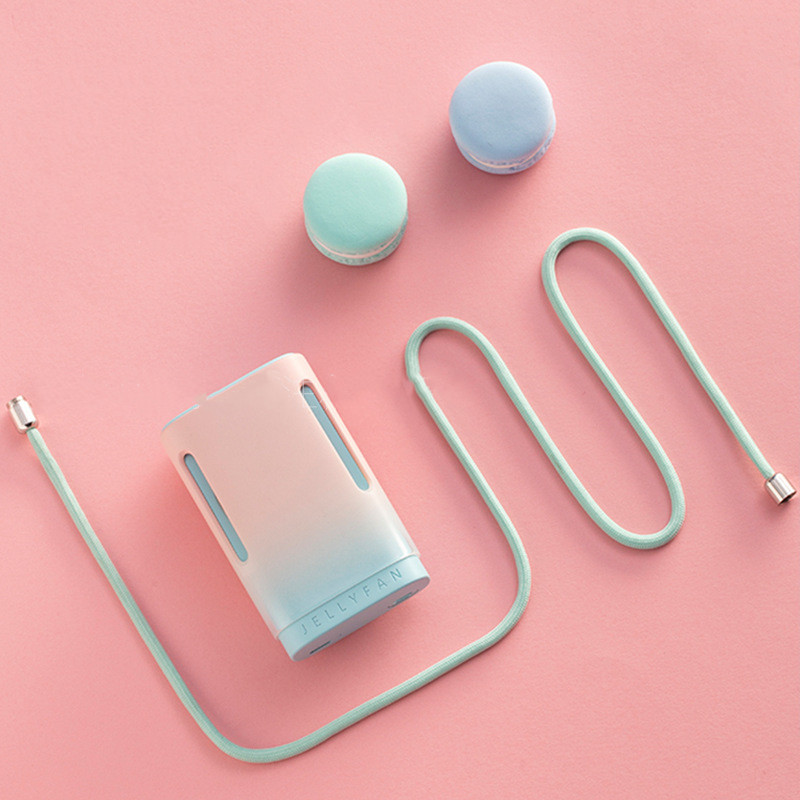 Jelly-Hängehals-Ventilator, USB-Mini-Ventilator, tragbar, handgehalten, hängender Hals-Kleiner Ventilator