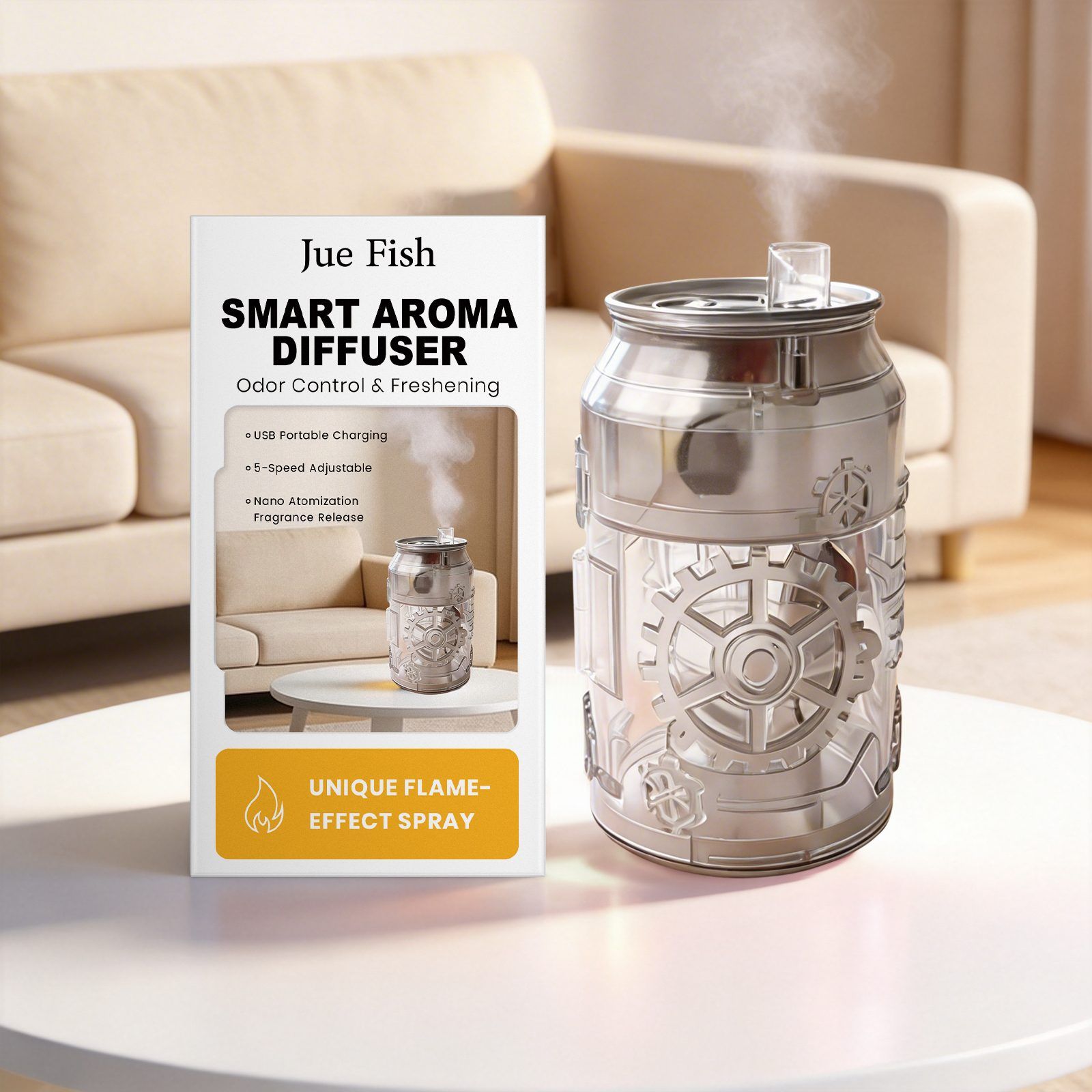 JUE FISH Can-Shaped USB Aroma Diffuser, 1 Piece