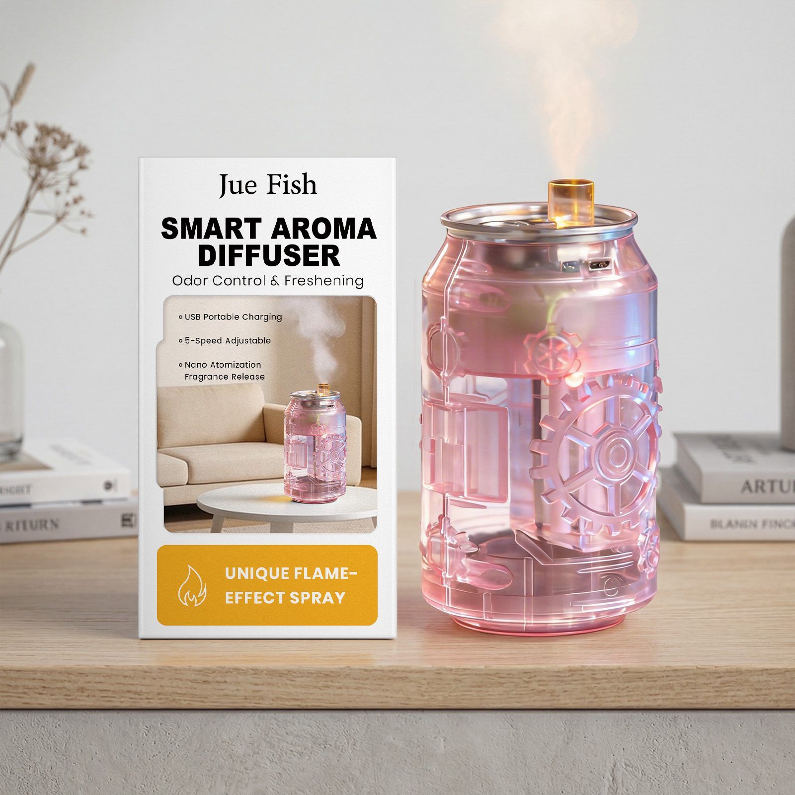 JUE FISH Can-Shaped USB Aroma Diffuser, 1 Piece
