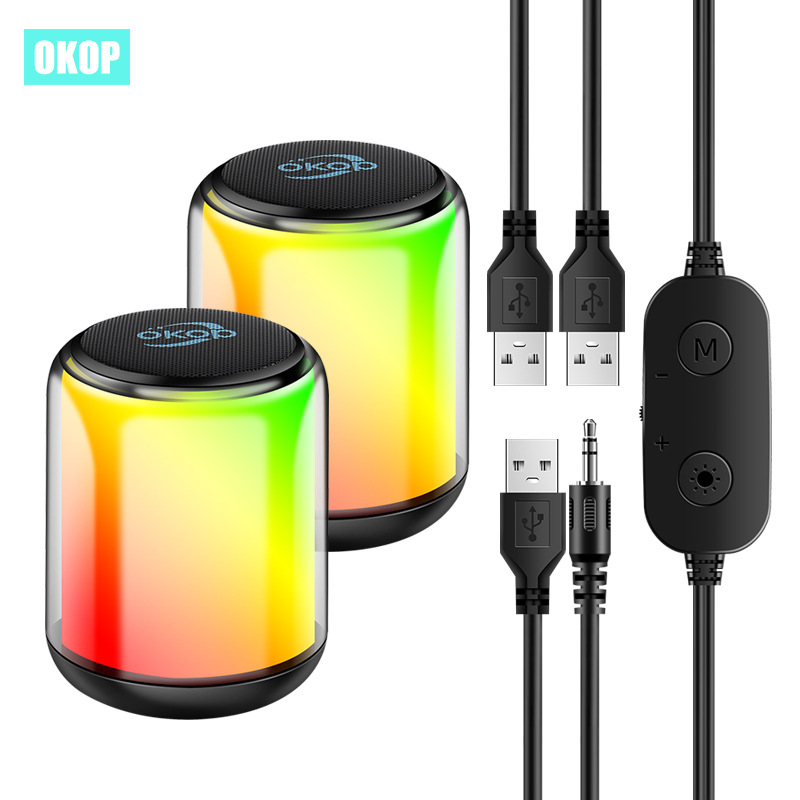 Bluetooth-Lautsprecher mit RGB-Umgebungsbeleuchtung, Desktop-Stereolautsprecher mit tiefem Bass