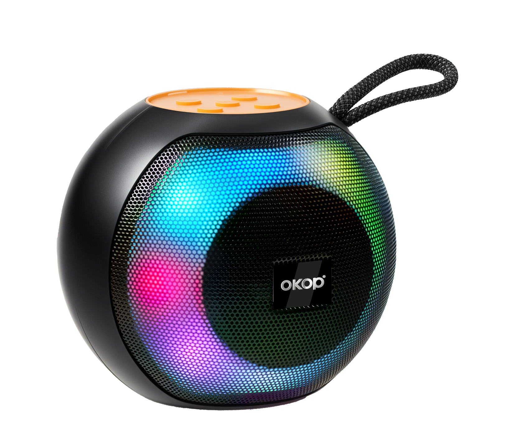 Kabelloser Bluetooth-Lautsprecher mit tragbarem Griff und RGB-Beleuchtung, kompaktes Design, ideal für