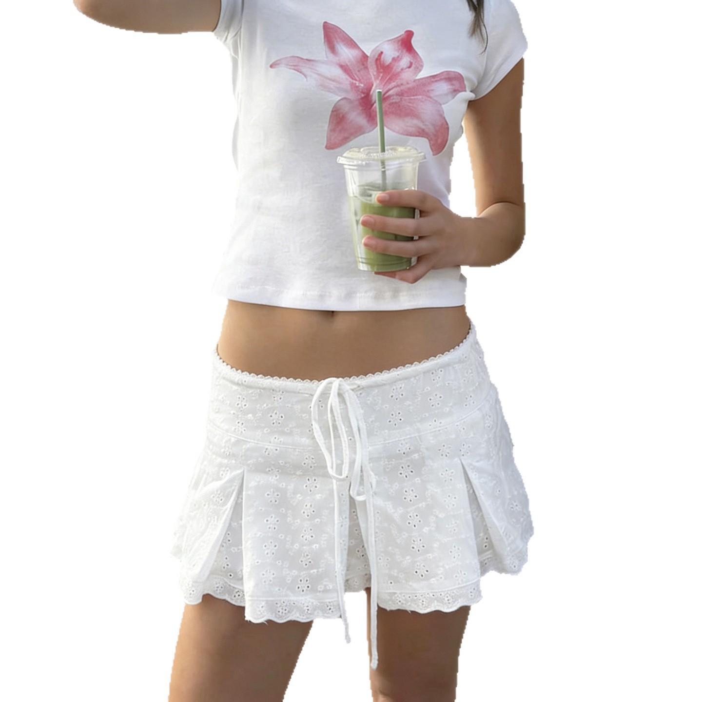 Lace Casual White Mini Skirt