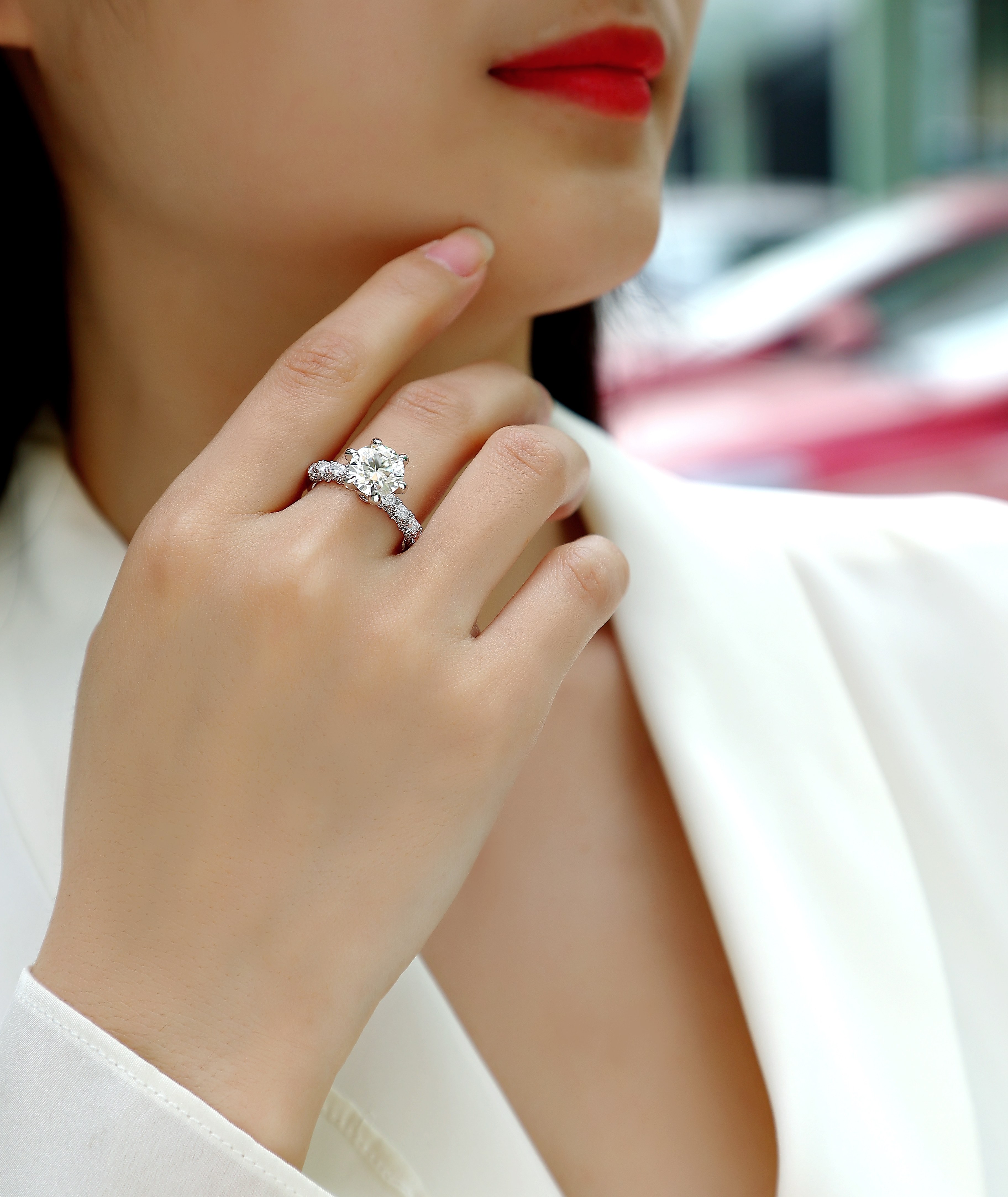 Lady Luck - A Wedding Ring Set With 1-carat, 2-carat And 3-carat Top-quality Moissanite