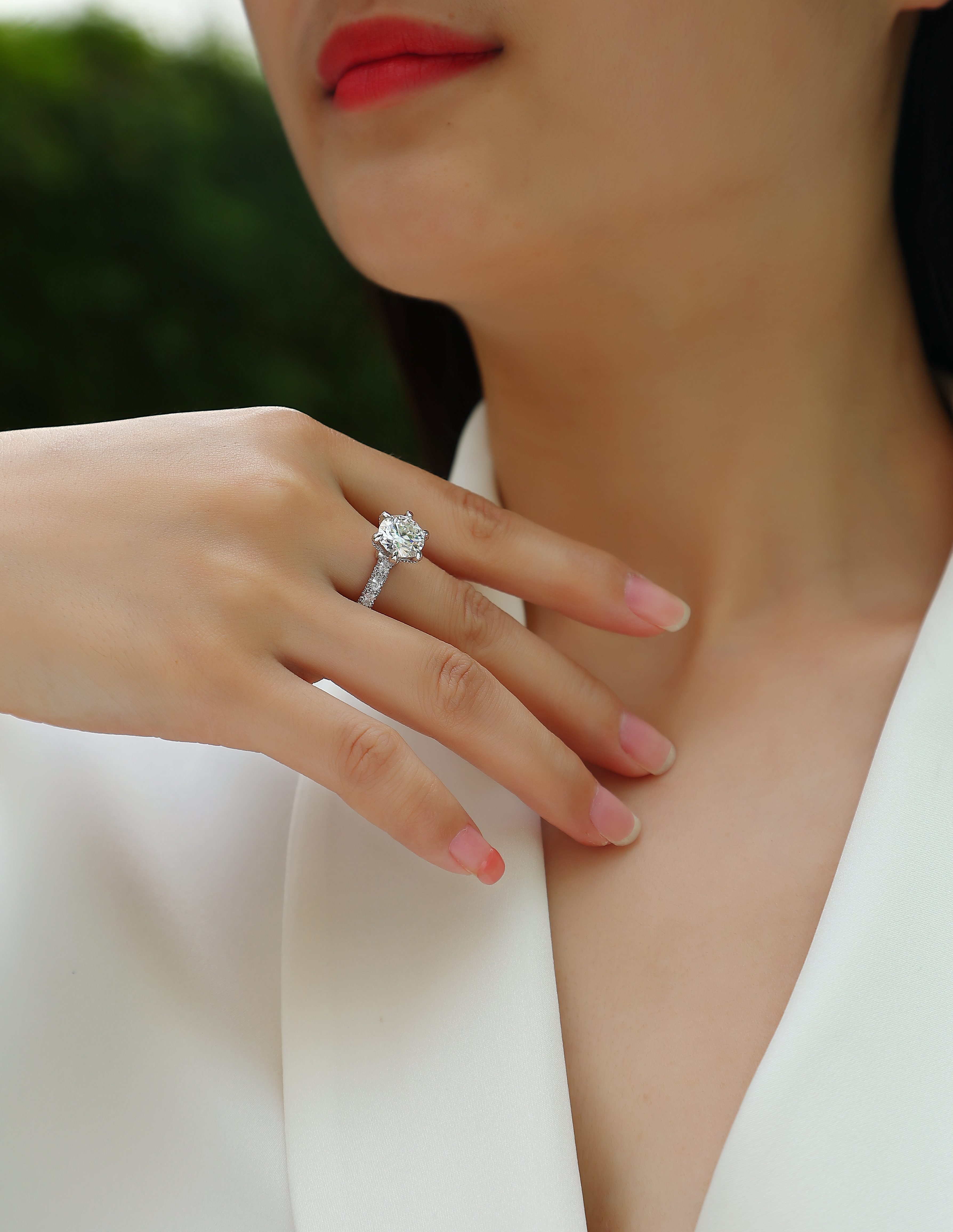 Lady Luck - A Wedding Ring Set With 1-carat, 2-carat And 3-carat Top-quality Moissanite