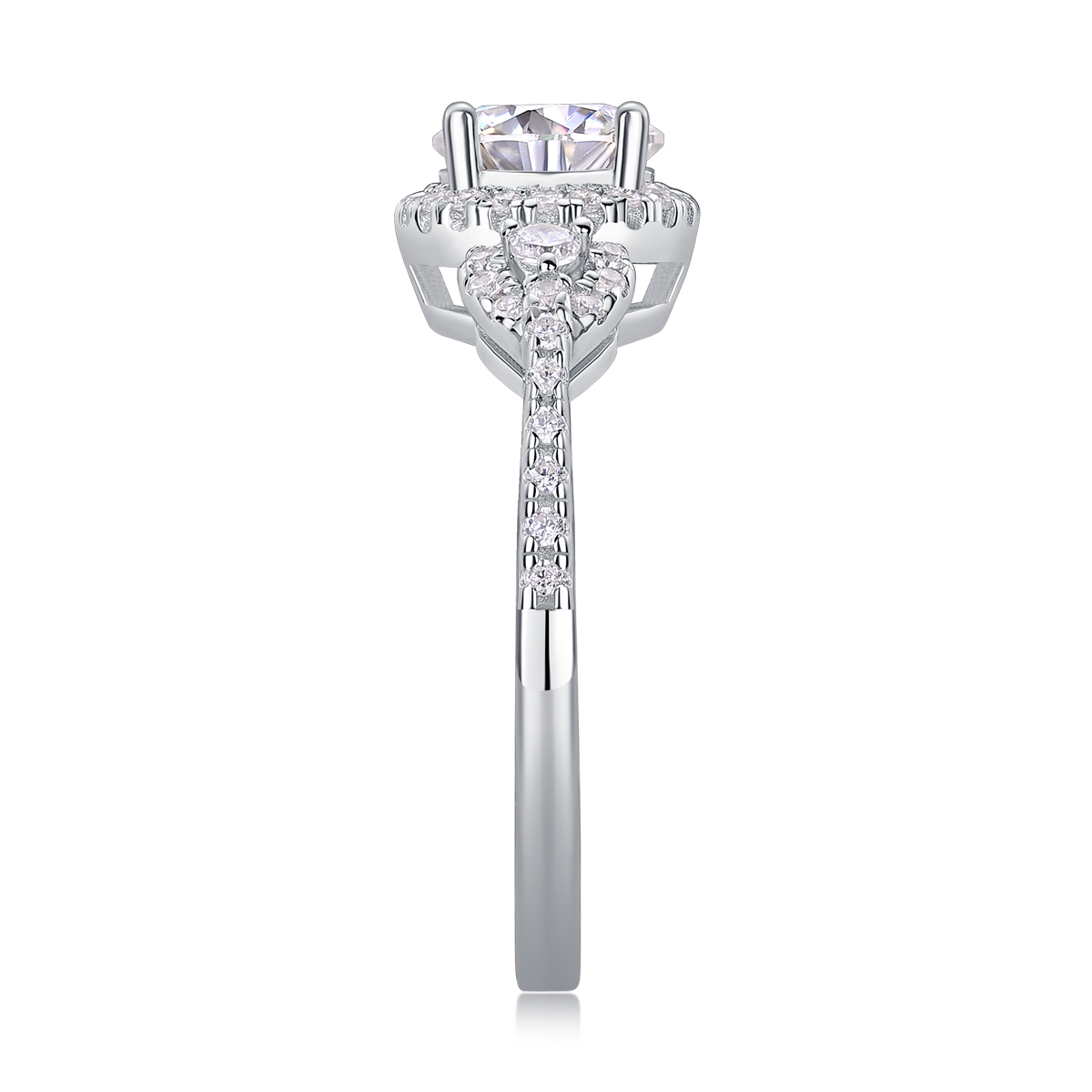 Lake Baikal - Set With 1-carat Top-quality Moissanite, Silver And Platinum-plated Diamond