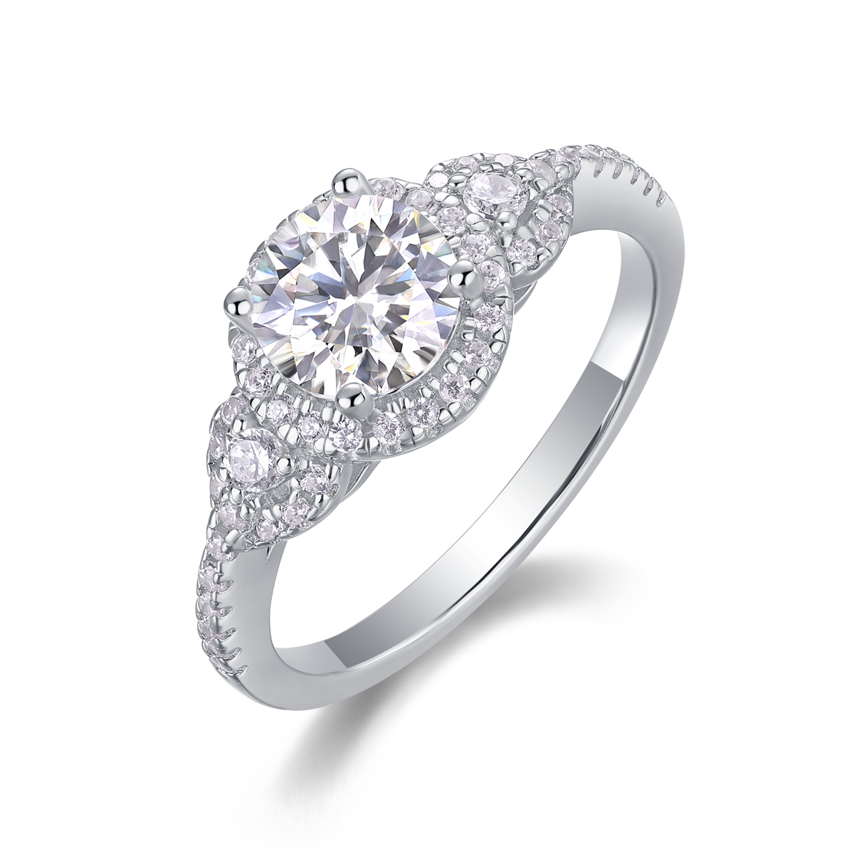 Lake Baikal - Set With 1-carat Top-quality Moissanite, Silver And Platinum-plated Diamond