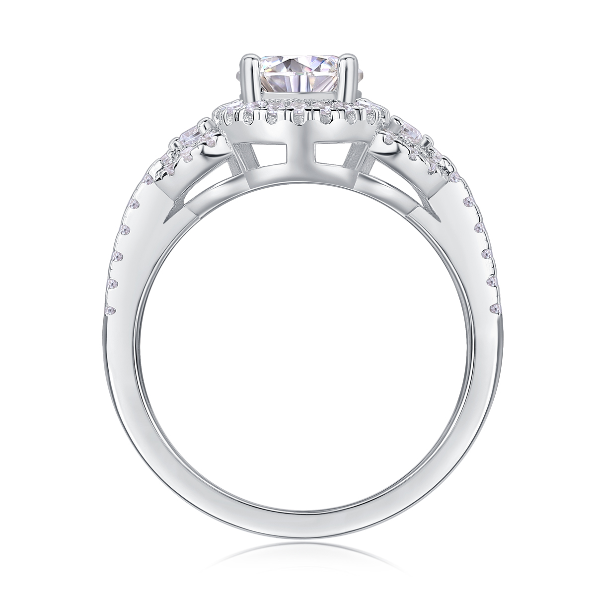 Lake Baikal - Set With 1-carat Top-quality Moissanite, Silver And Platinum-plated Diamond