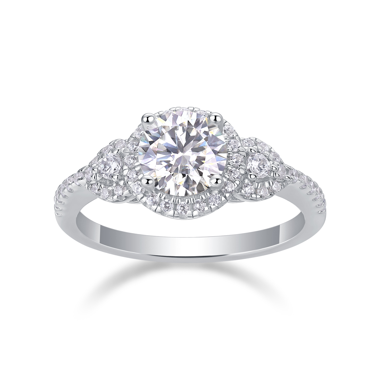 Lake Baikal - Set With 1-carat Top-quality Moissanite, Silver And Platinum-plated Diamond