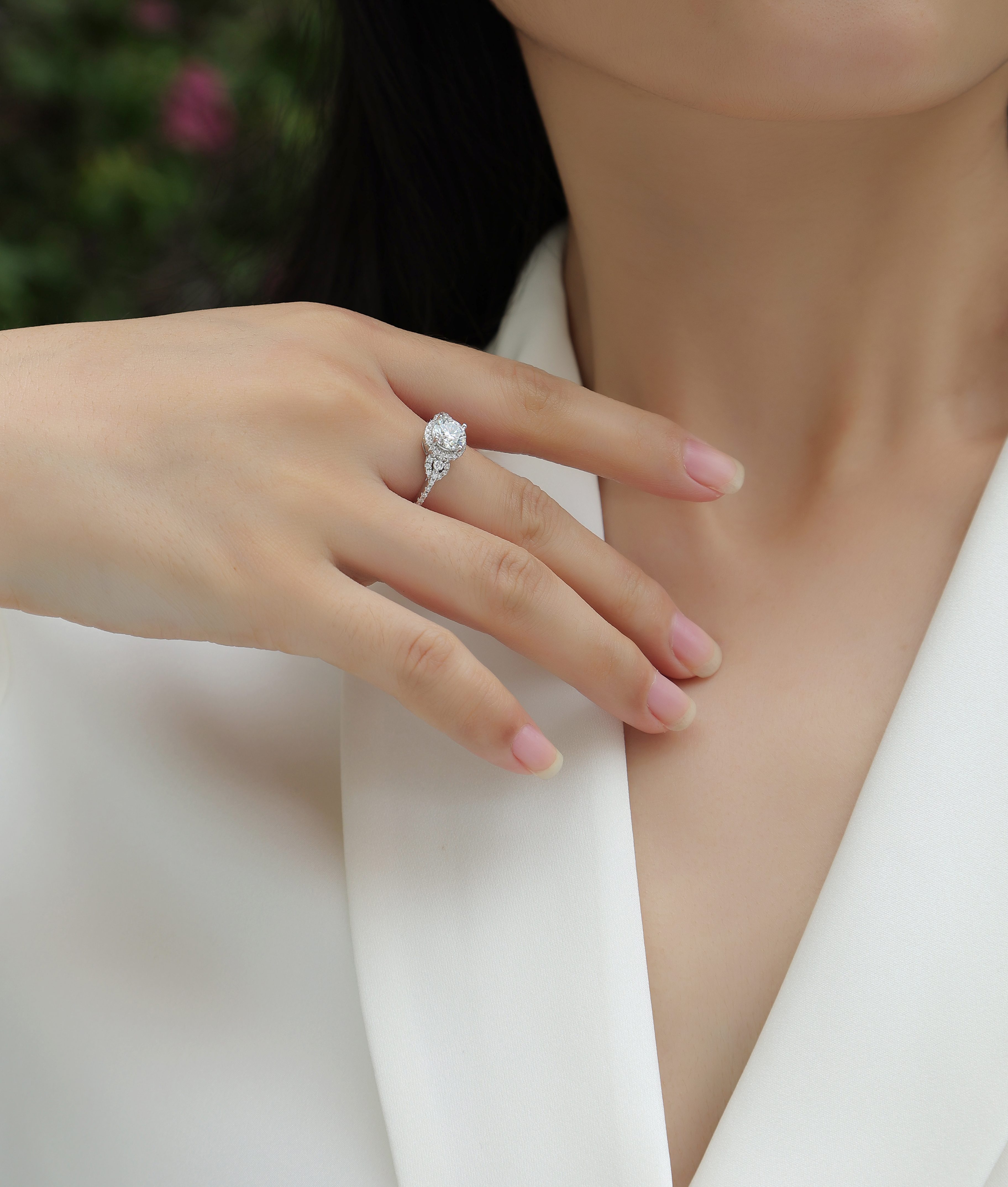 Lake Baikal - Set With 1-carat Top-quality Moissanite, Silver And Platinum-plated Diamond