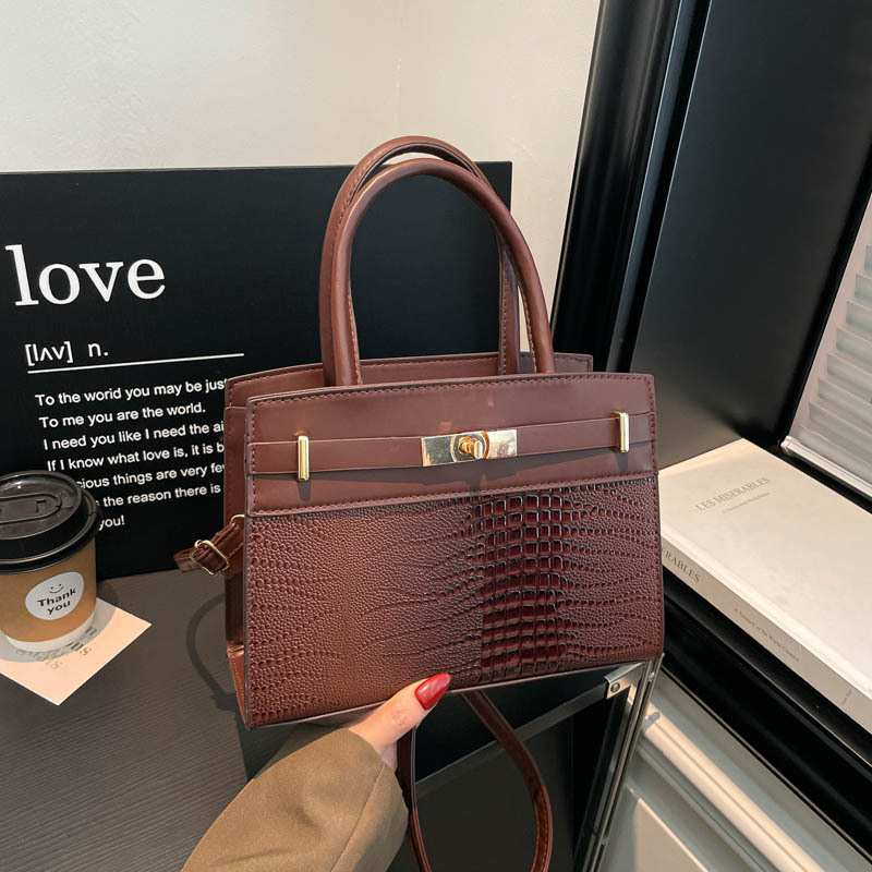 Large-Capacity Commuter Classic Crocodile-Grain Casual Tote Shoulder Crossbody Small