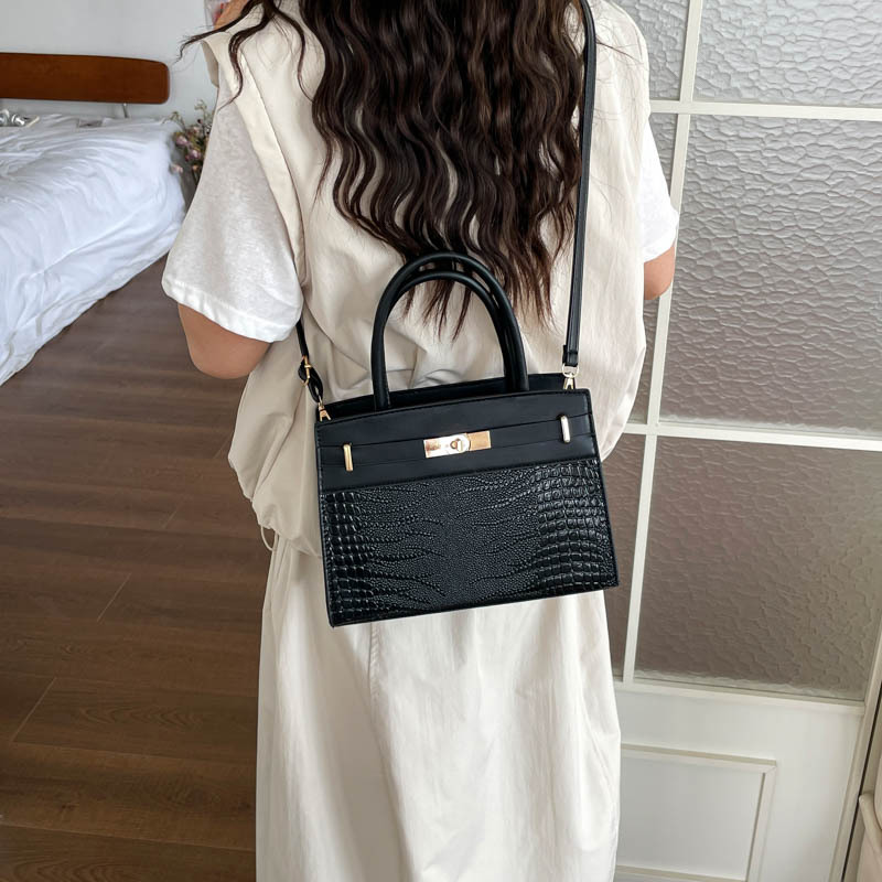 Large-Capacity Commuter Classic Crocodile-Grain Casual Tote Shoulder Crossbody Small