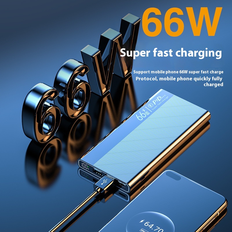 Large Capacity Mobile Power PD66w Fast Charging Lightweight Universal