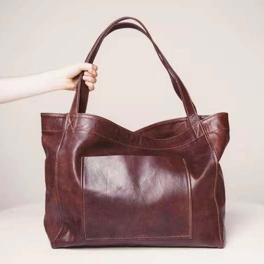 Large Capacity Oil Wax Tote Bags Shoulder Bag