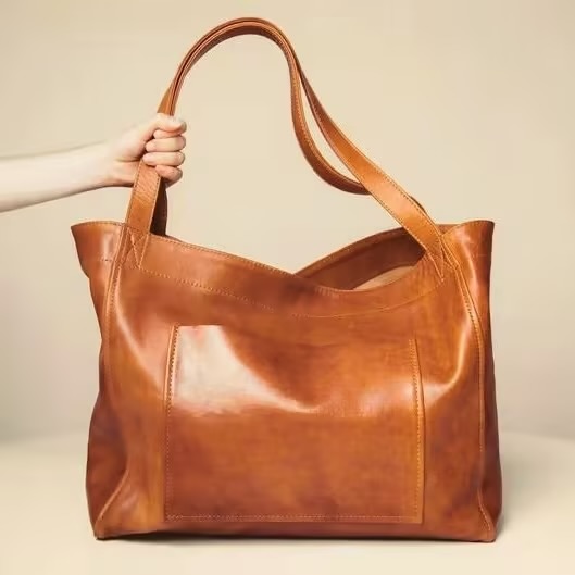 Large Capacity Oil Wax Tote Bags Shoulder Bag