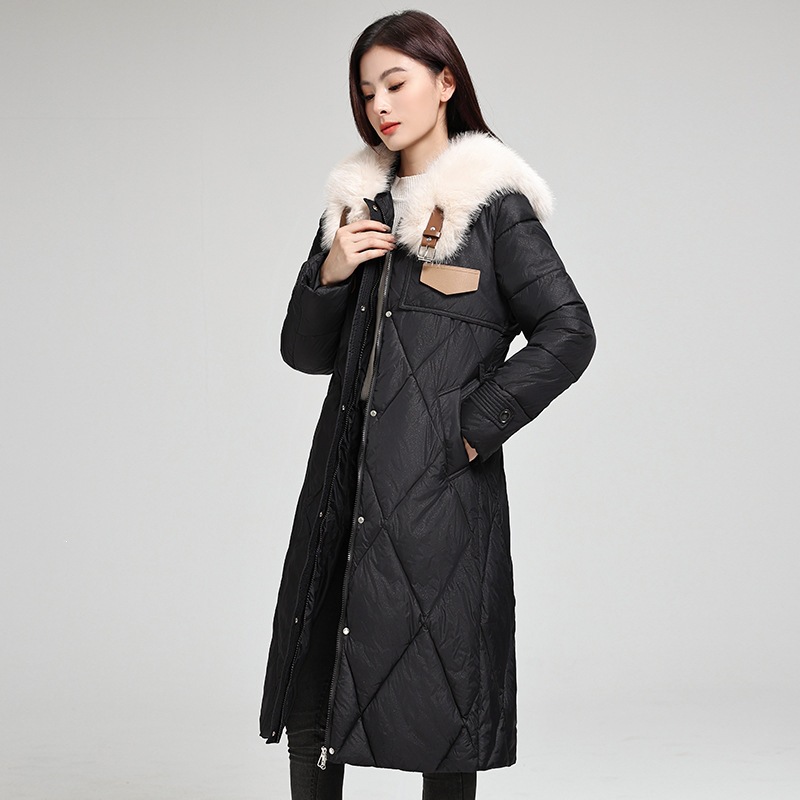 Large Fur-collar Plaid Cotton-padded Coat