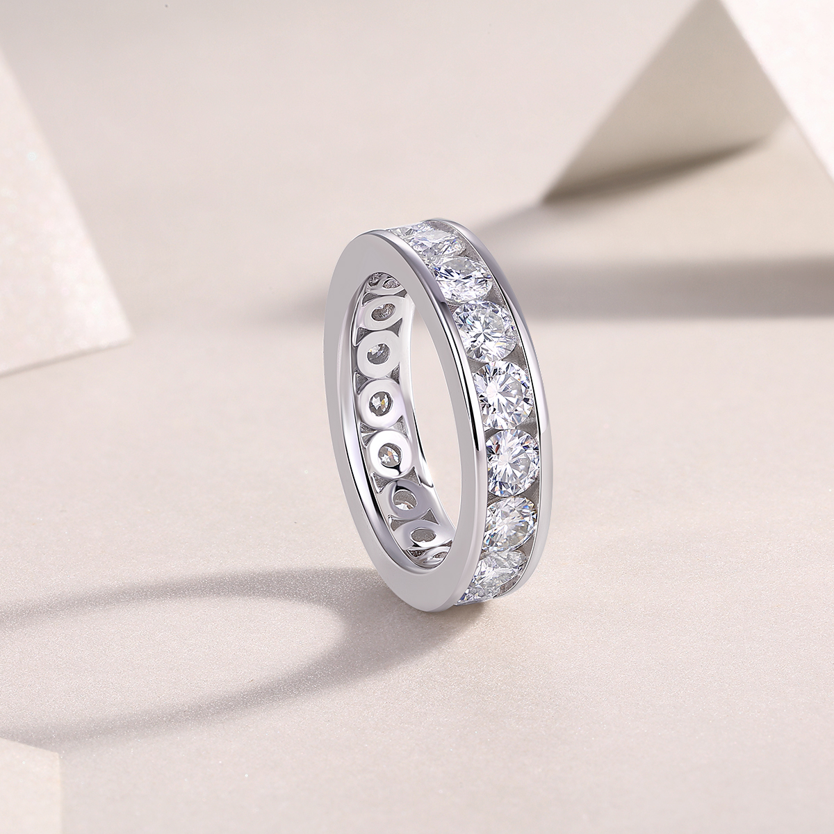 Large Star Ring - Set With Top-quality Moissanite Silver And Platinum-plated Diamond