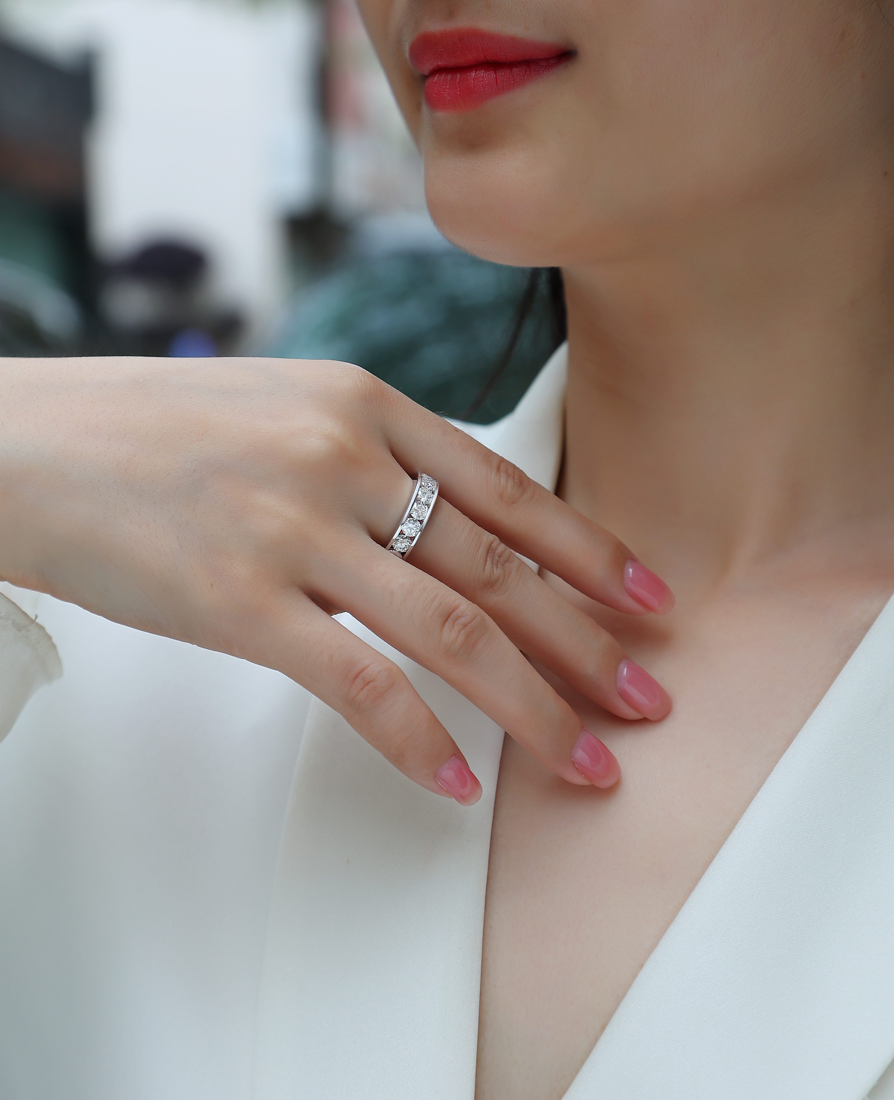 Large Star Ring - Set With Top-quality Moissanite Silver And Platinum-plated Diamond