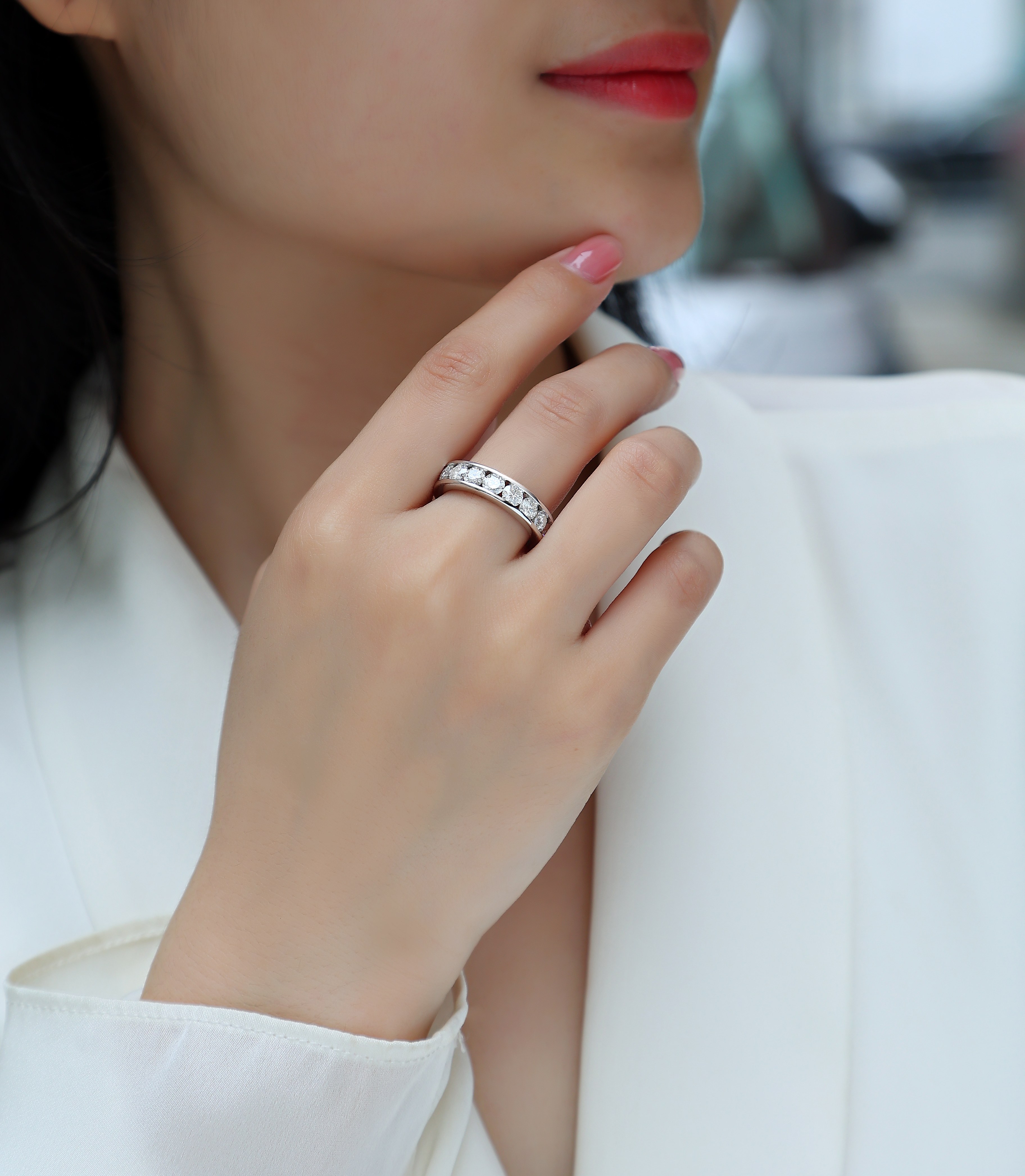 Large Star Ring - Set With Top-quality Moissanite Silver And Platinum-plated Diamond