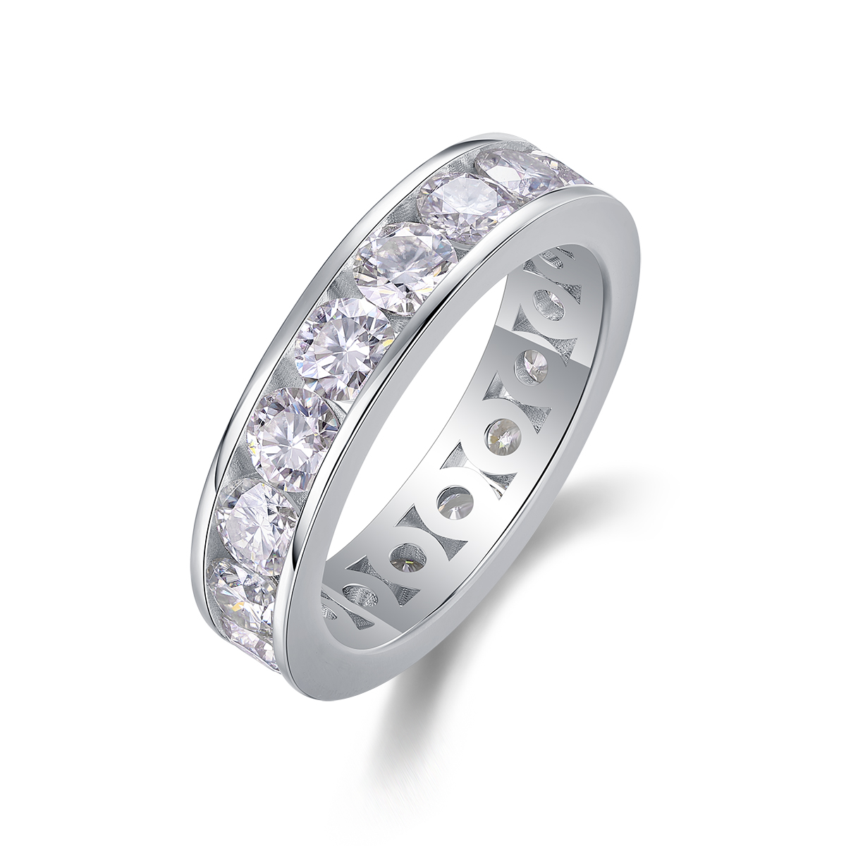 Large Star Ring - Set With Top-quality Moissanite Silver And Platinum-plated Diamond